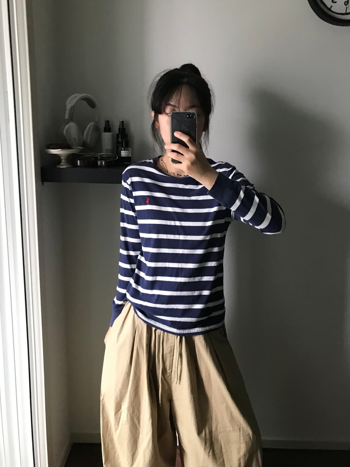 폴로 랄프로렌 포니 로고 네이비 스트라이프 긴팔 슬리브티 상품이미지2