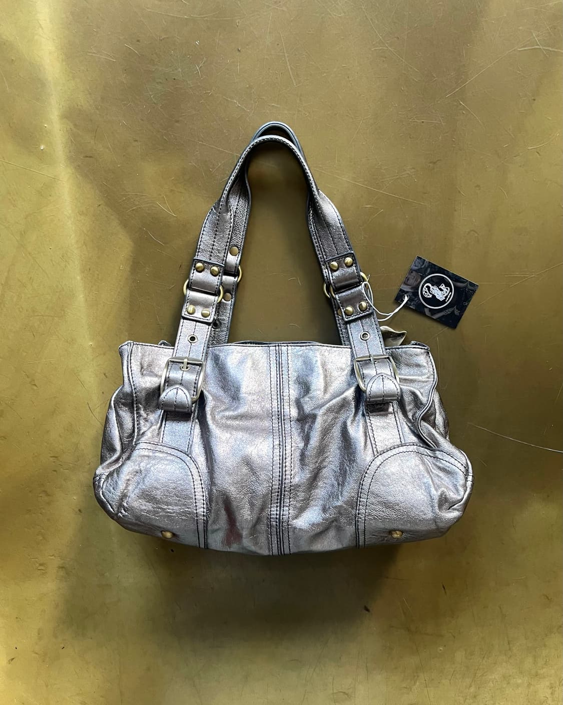 efffy Lambskin Leather Silver Motor Bag 상품이미지9