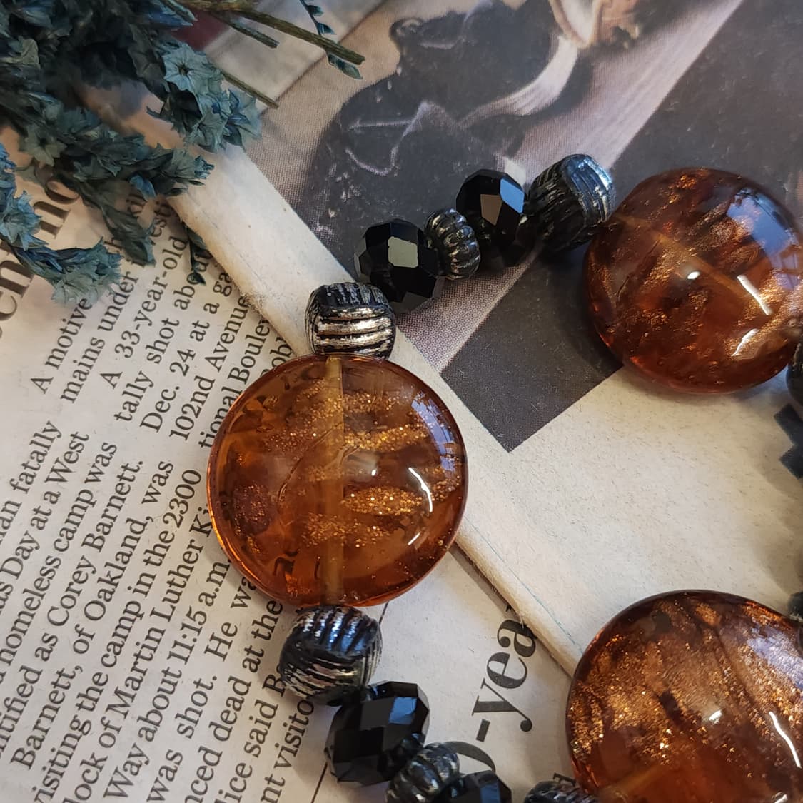 90s 프랑스 빈티지 쥬얼리 클래식 앰버 비즈 팔찌 브레이슬릿 상품이미지4