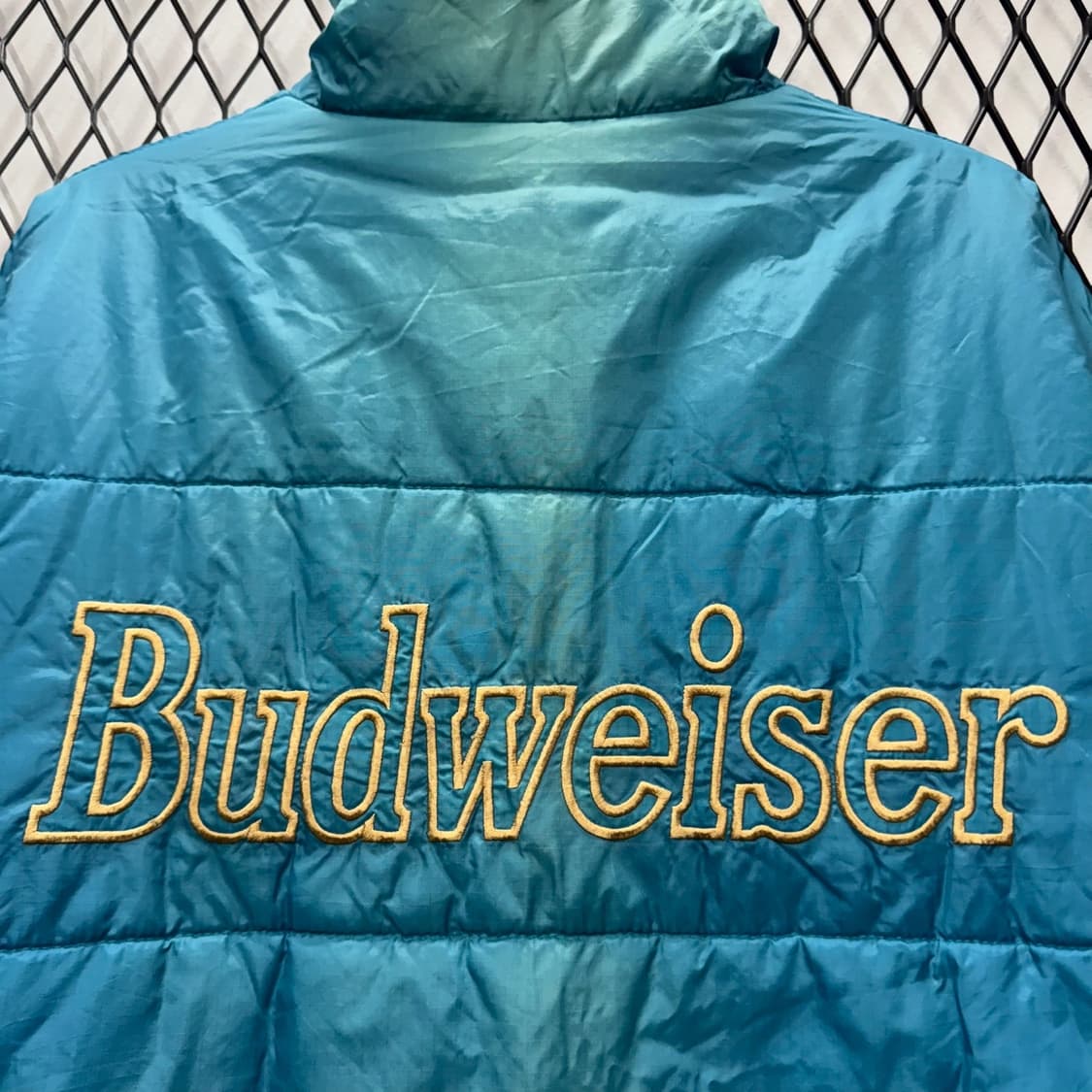 90s 버드와이저 리버시블 패딩 자켓 레터링 로고 디테일 민트 블랙 상품이미지8