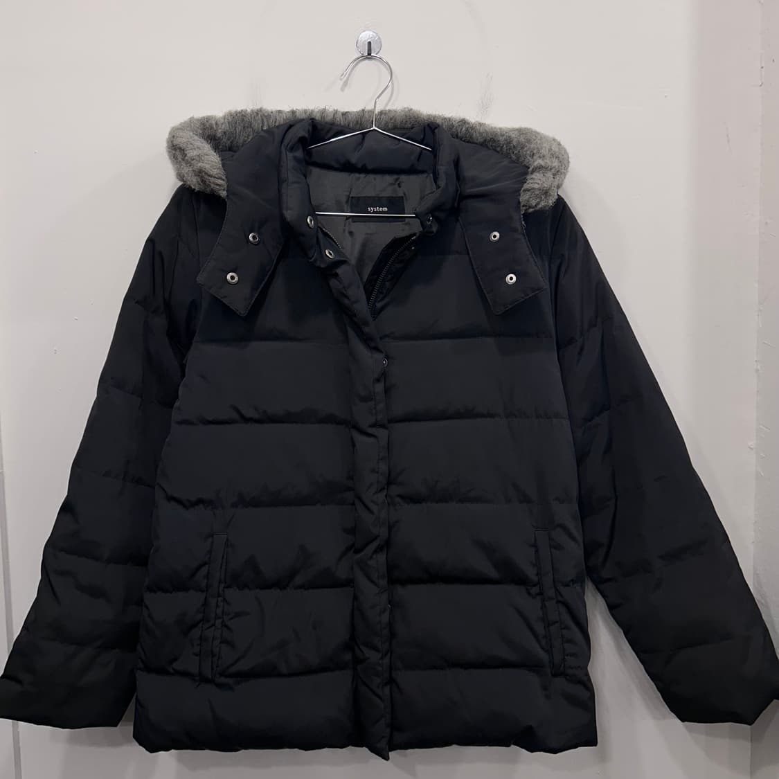 시스템 부클헤어 후드 글로시 패딩 자켓 상품이미지2