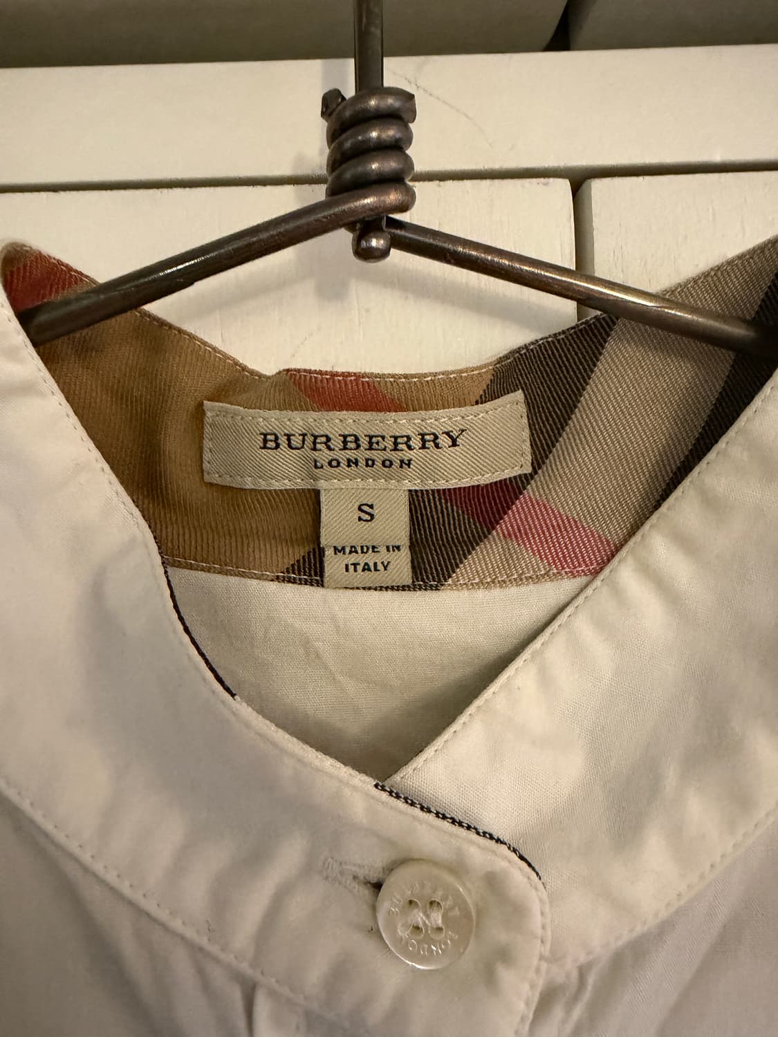 Burberry 체크 배색 코튼 튜닉 셔츠 S 상품이미지1