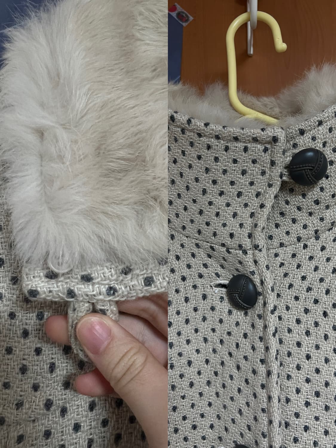 도트 퍼카라 울 코트 상품이미지9