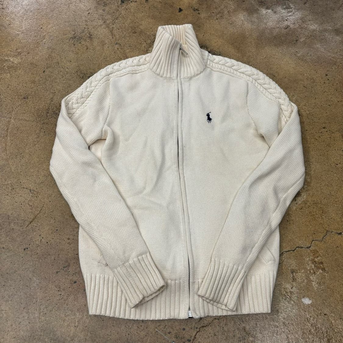 폴로 랄프로렌 화이트 꽈배기 트랙탑 니트 집업 상품이미지2