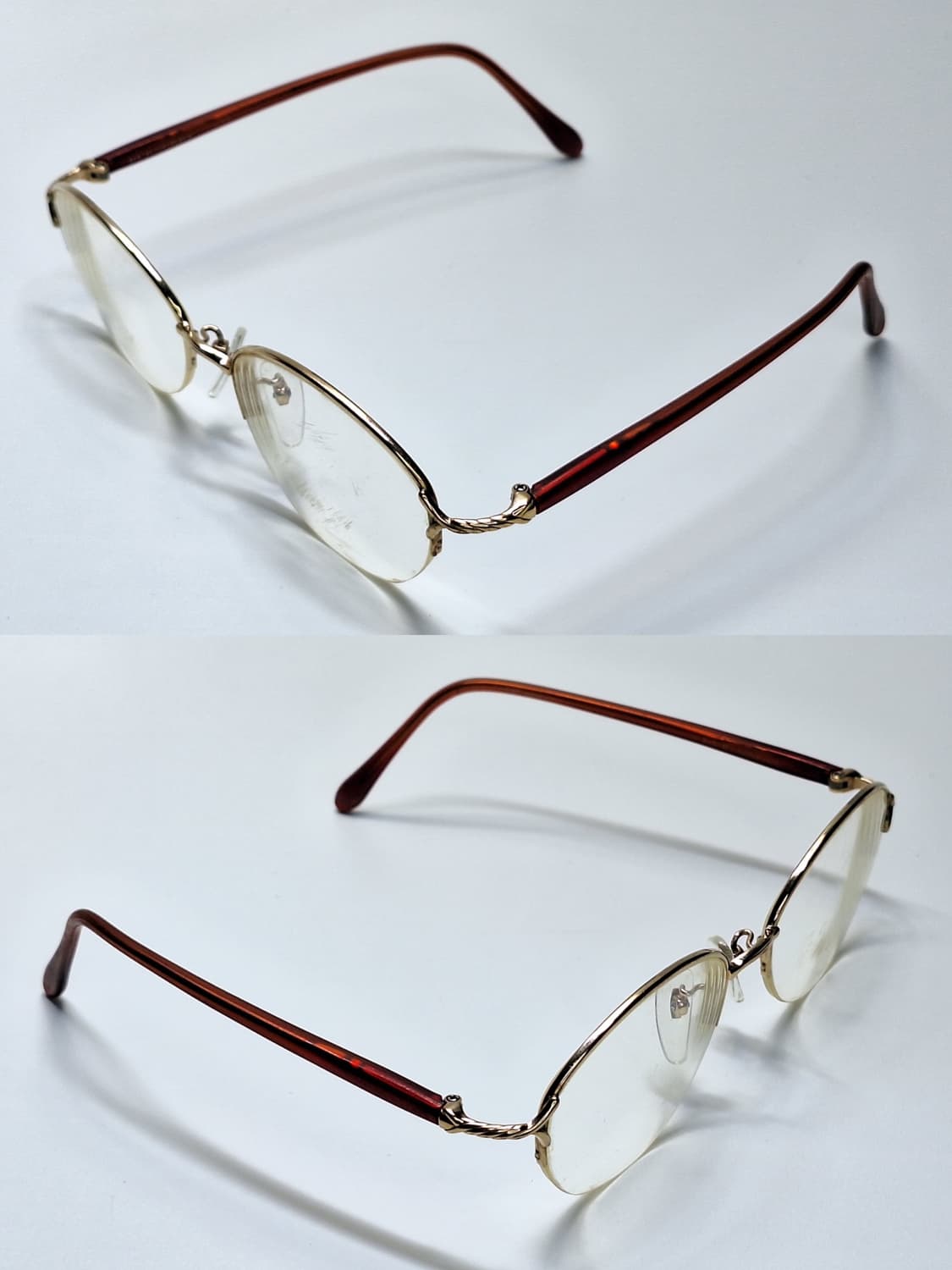 00s 일본 빈티지/버버리 475 골드 티타늄 반무테 안경테 클래식 상품이미지6