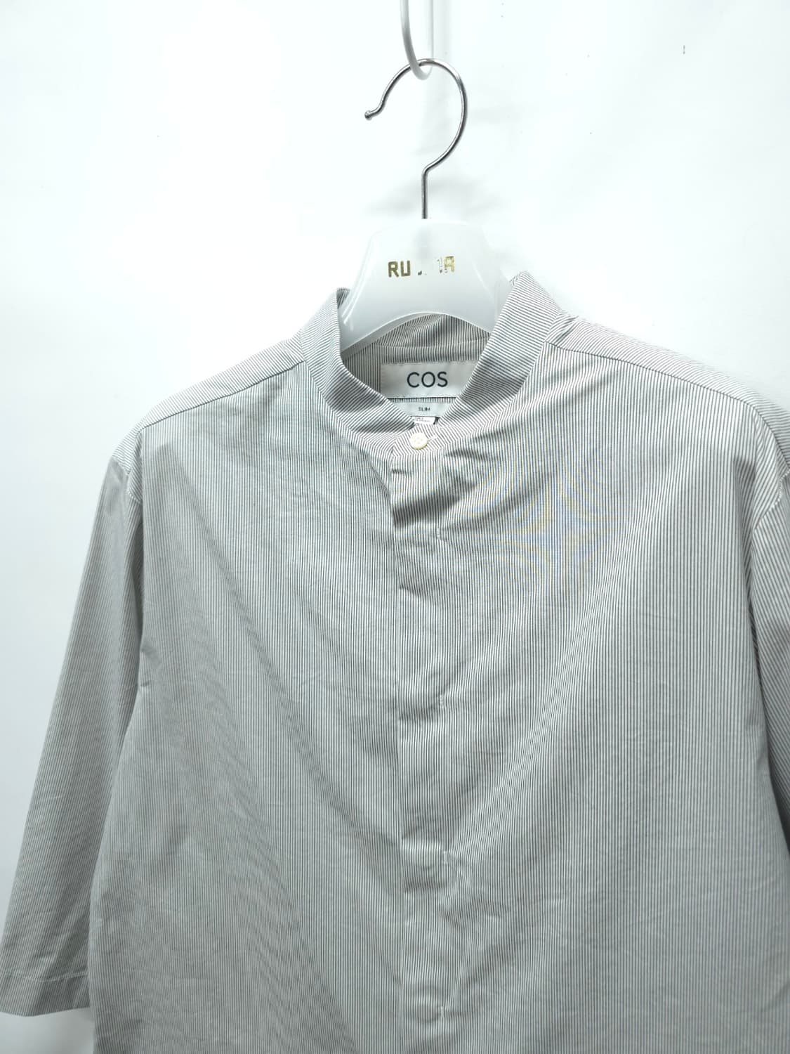 COS 코스 남성 밴드 카라 스트라이프 7부 셔츠 (100) 상품이미지3