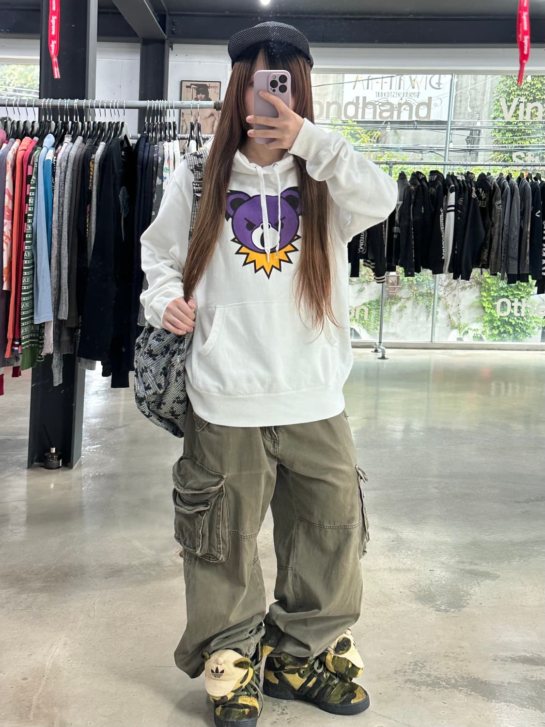 히스테릭글래머 00s 퍽베어 빅로고 후드티 상품이미지3