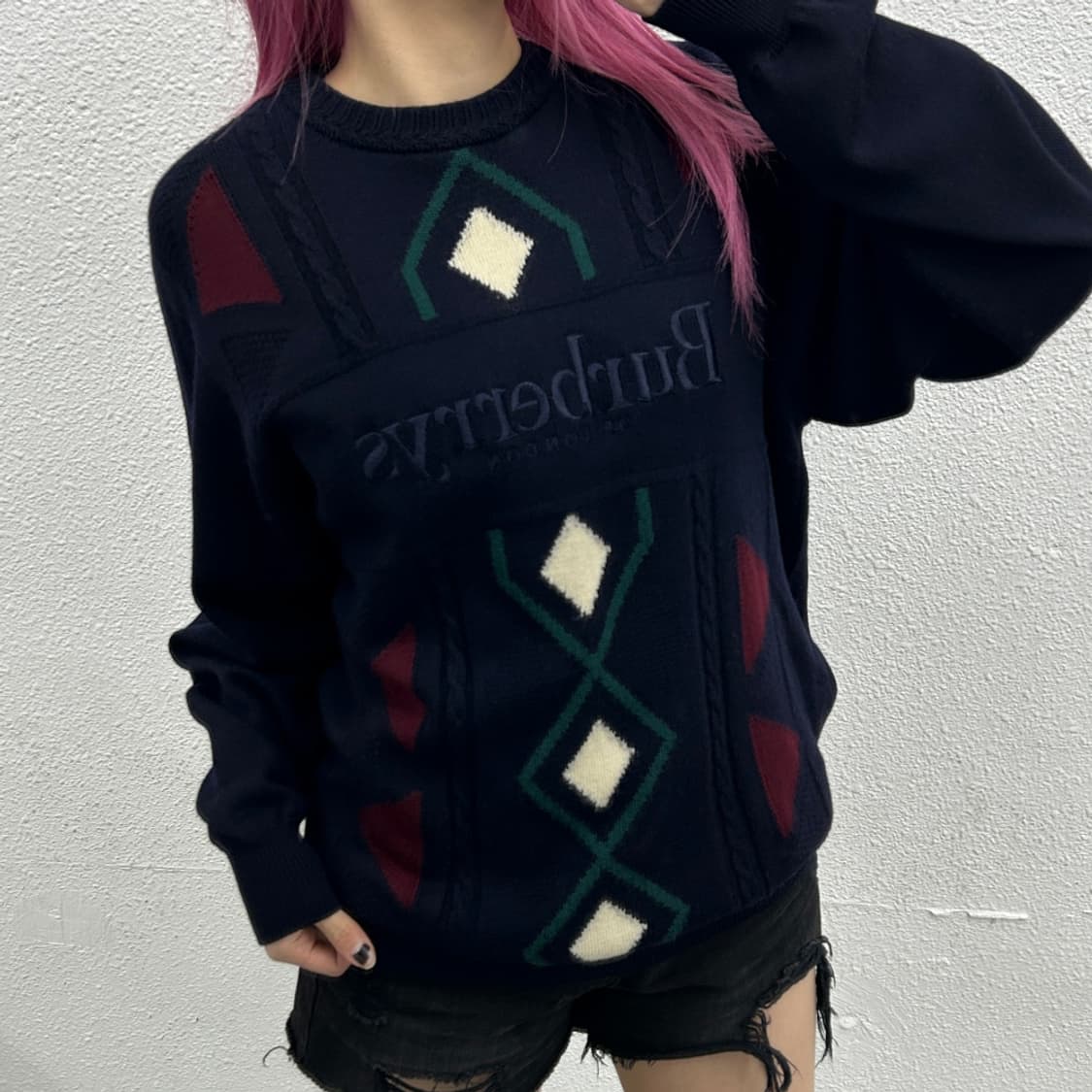 버버리 아가일 체크 네이비 니트 42 상품이미지1