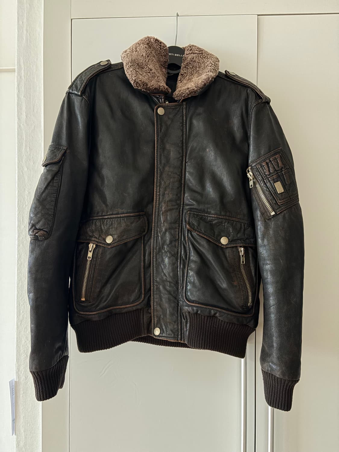 디젤 램스킨 레더 봄버 상품이미지2