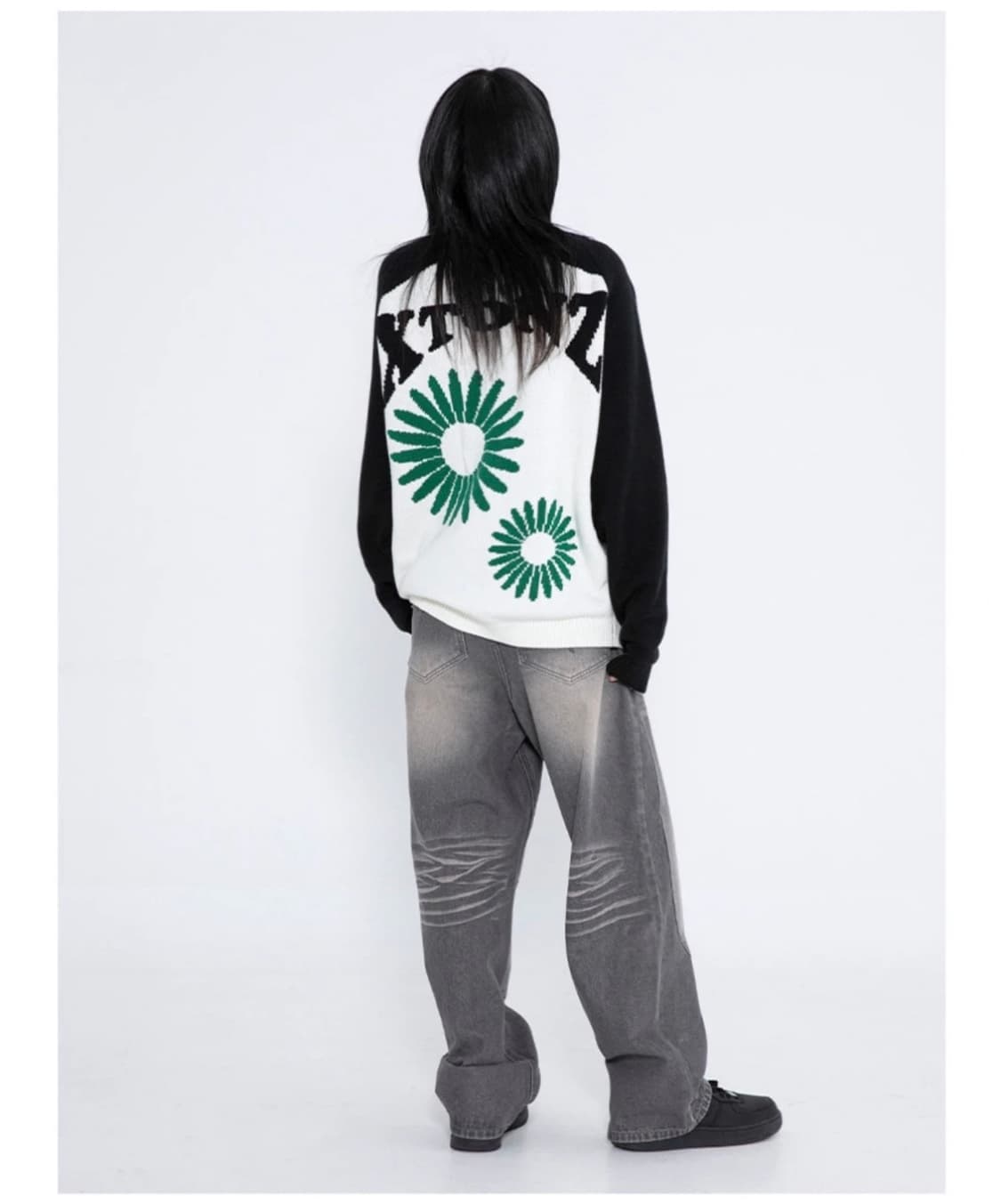 엑스톤즈 플라워 래글런 니트집업 상품이미지4