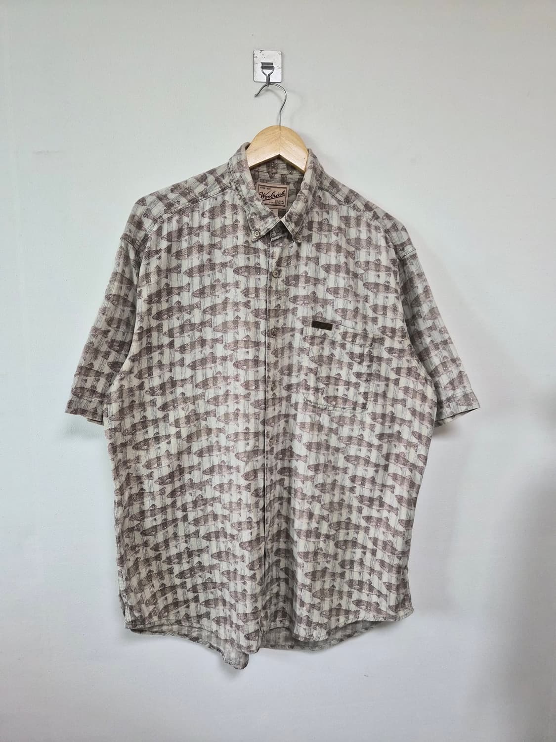 울리치WoolRich 하와이안 피쉬패턴 반팔 셔츠L - S433 상품이미지1