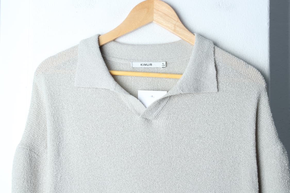 (XL-2XL) 키뮤어 반팔 카라 티셔츠 빅사이즈 부클 니트-H32069 상품이미지3