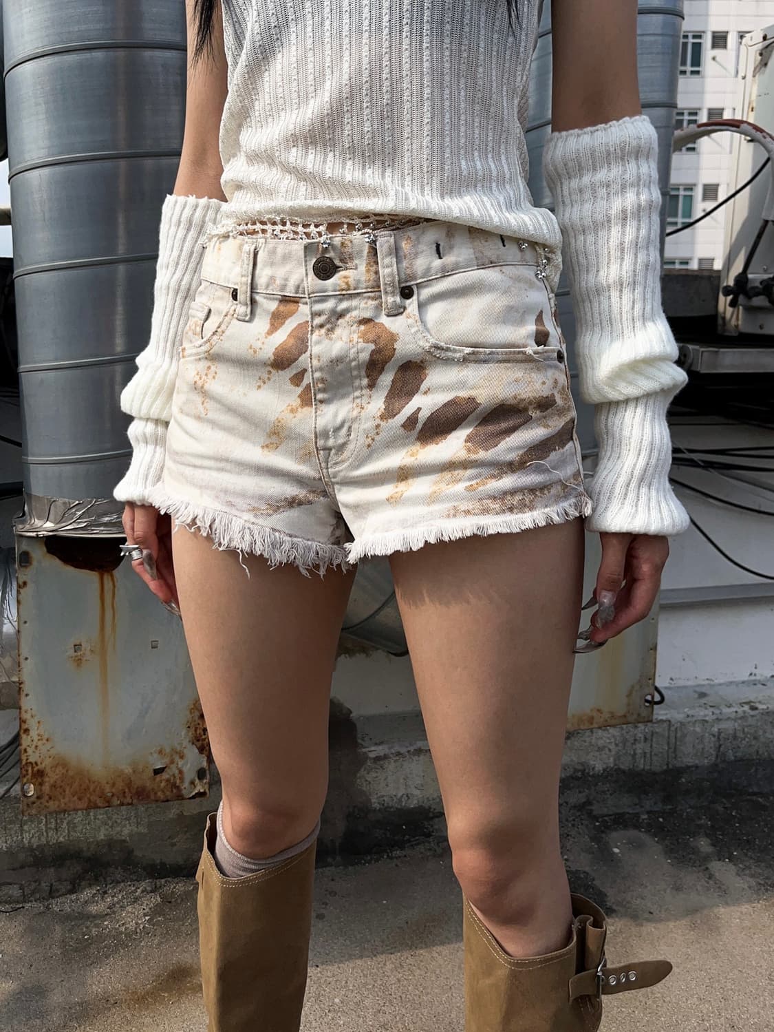 Brown painting shorts  상품이미지4