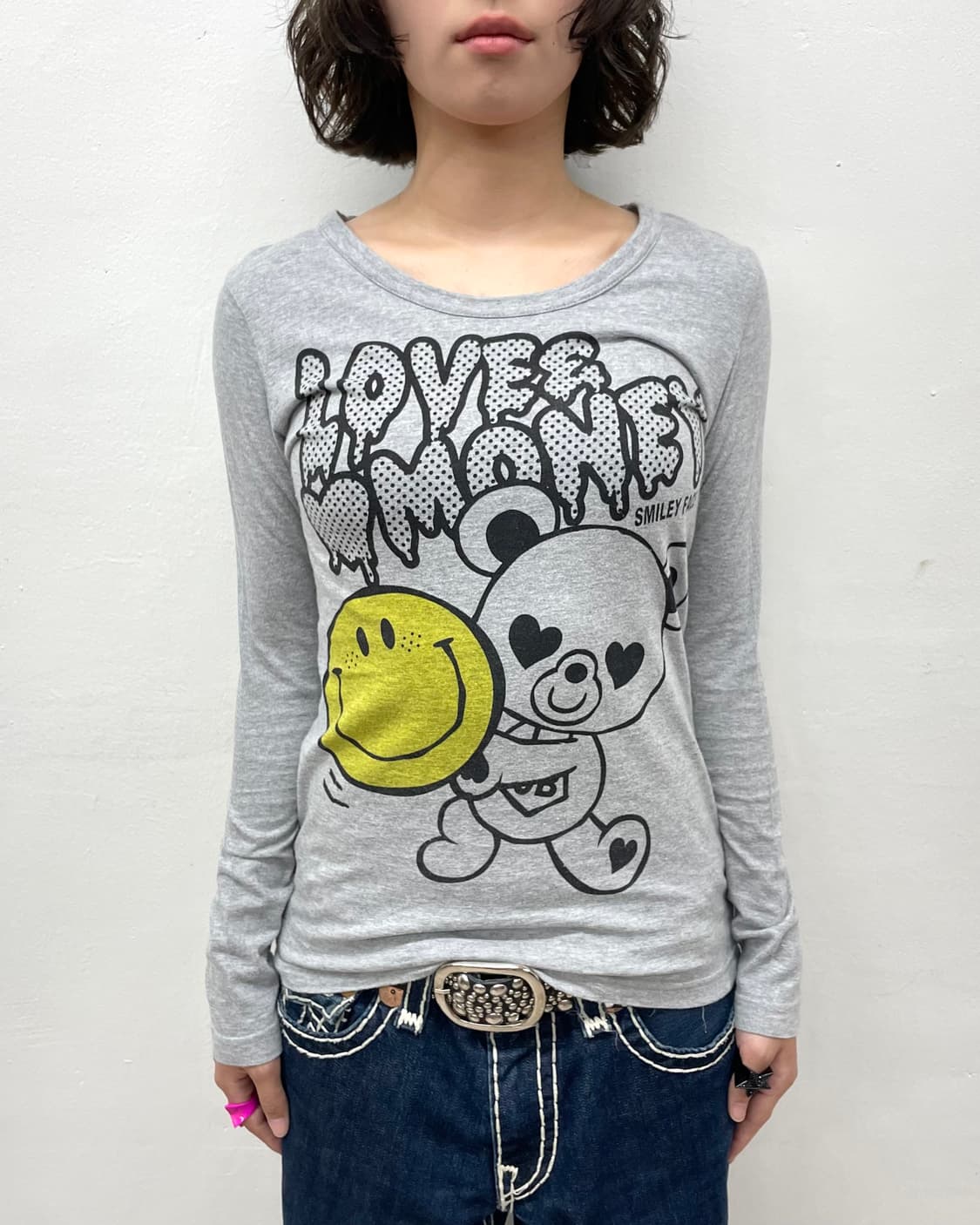 Love Money Bear Smile Gray Long Sleeve 상품이미지4