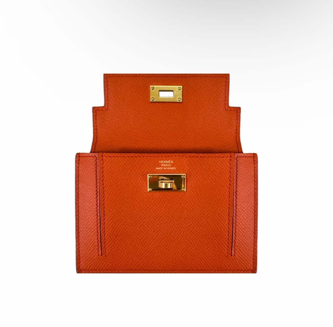 에르메스 여성 켈리 포켓 컴팩트 앱송 카드 지갑 월릿 금장 오렌지 상품이미지3