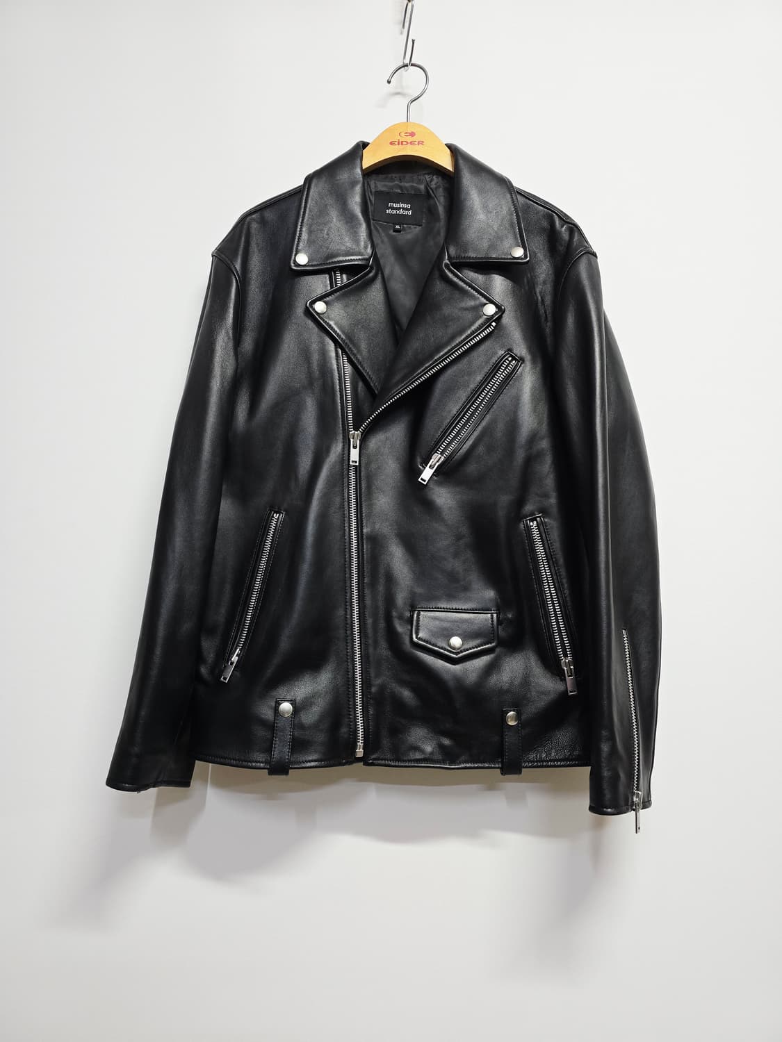 무신신스탠다드 블랙 레더 라이더 양가죽자켓 점퍼 상품이미지1