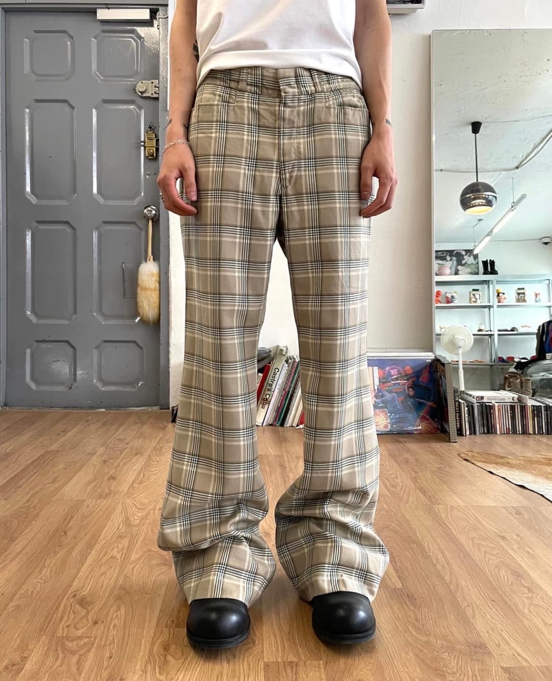 60‘s 체크 울 플레어 팬츠 상품이미지1