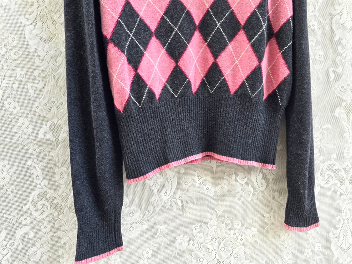 베네통 아가일 브이넥 니트 (made in italy) 상품이미지3