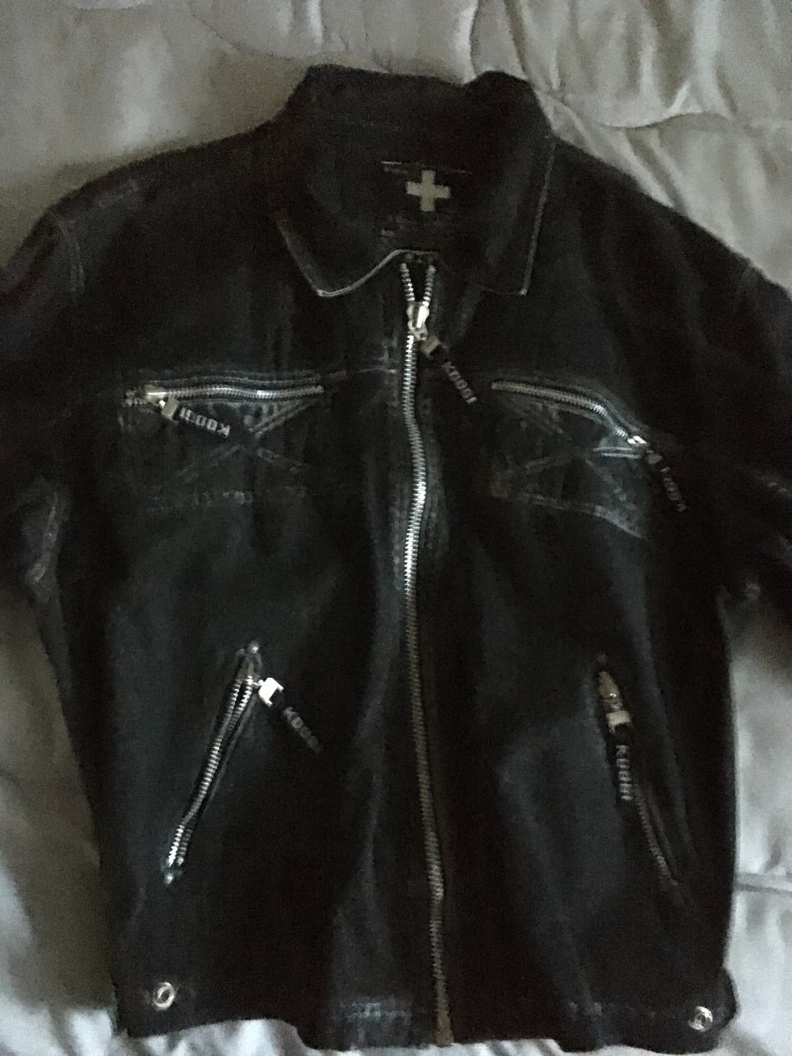 KOOGI 블랙 레더 바이커 재킷 상품이미지1