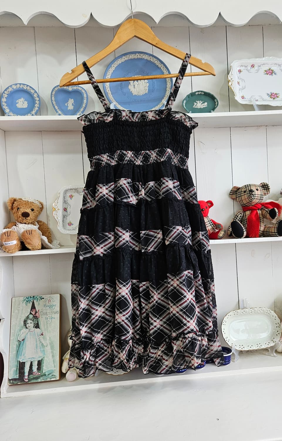 체크 캉캉 도트쉬폰 원피스 상품이미지1