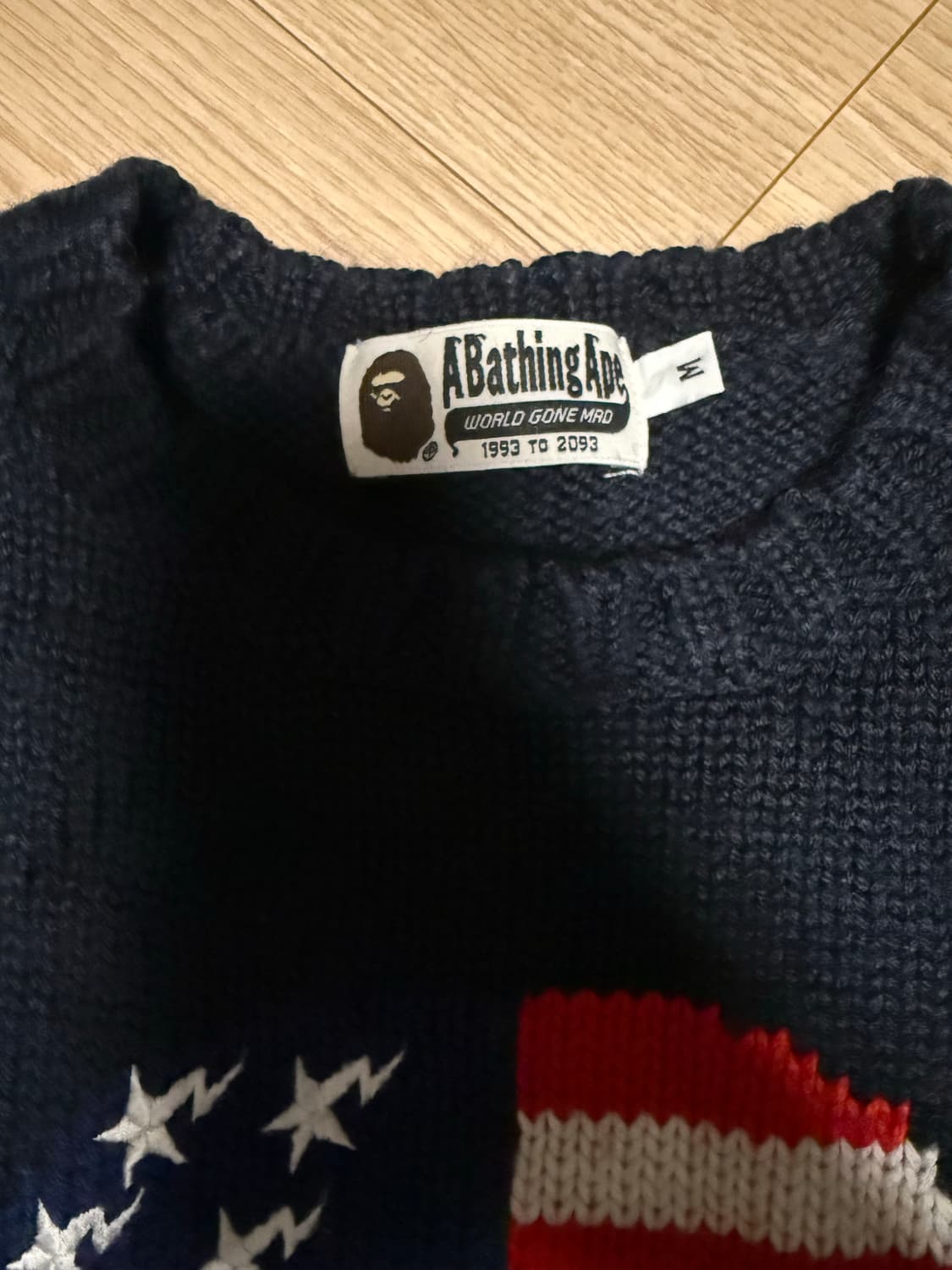 베이프 성조기 빅사루 니트 상품이미지5