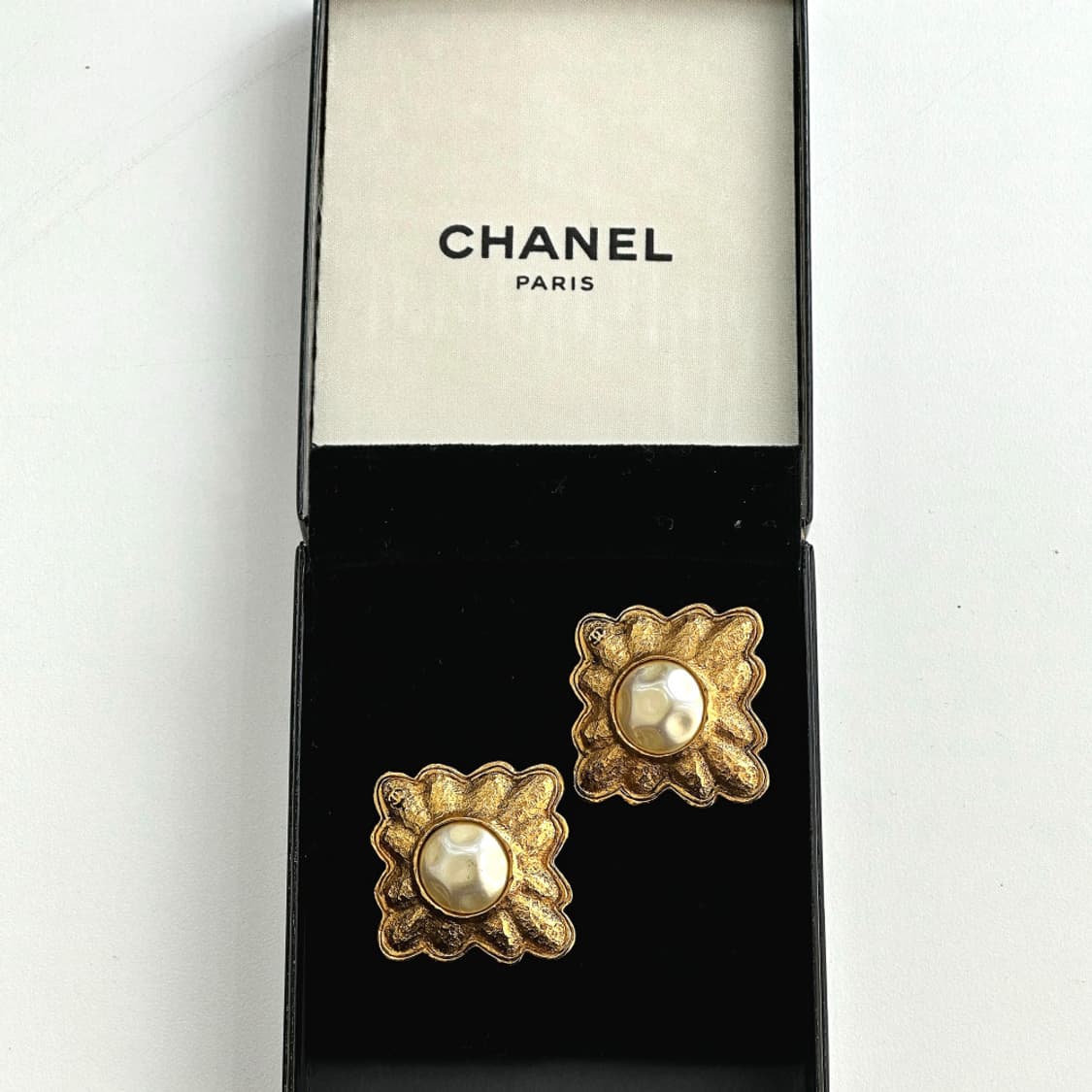 CHANEL 샤넬 빈티지 클립온 이어링 귀걸이 진주 스퀘어 빈티지라인 상품이미지3