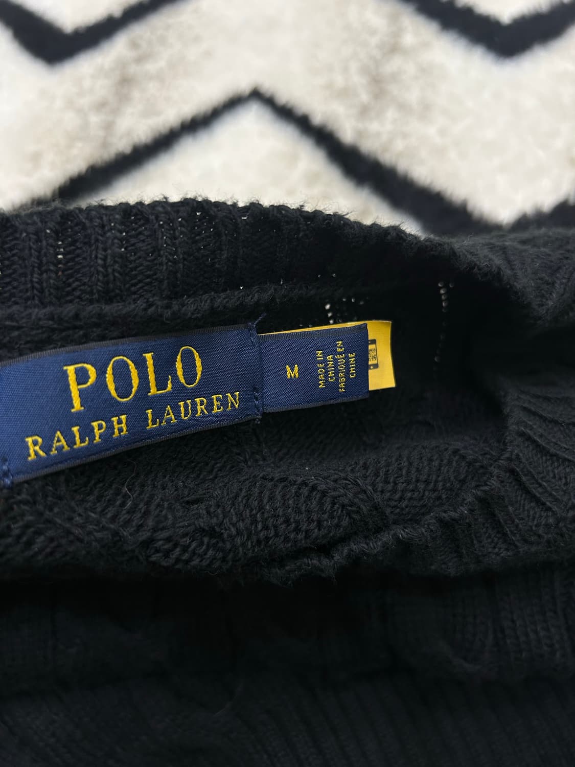 [M]폴로랄프로렌 라운드 꽈배기 니트/블랙 상품이미지5