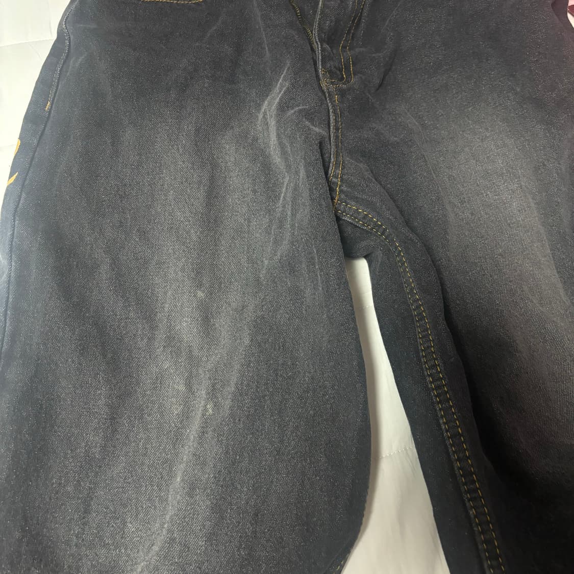 위캔더스 백프린팅 데님팬츠 청바지 흑청 상품이미지2