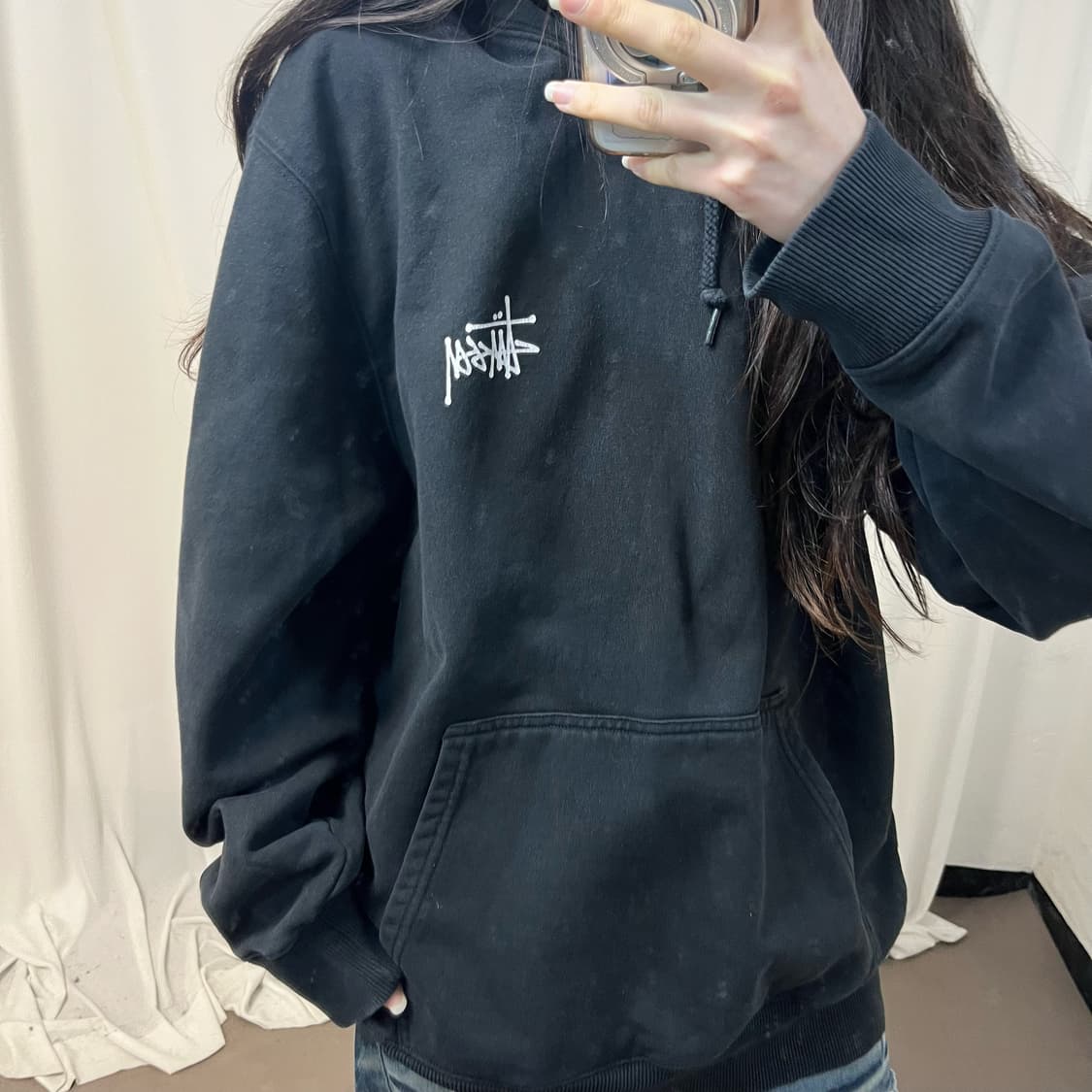 Stüssy black hoodie (후면 프린팅 갈라짐) 상품이미지3