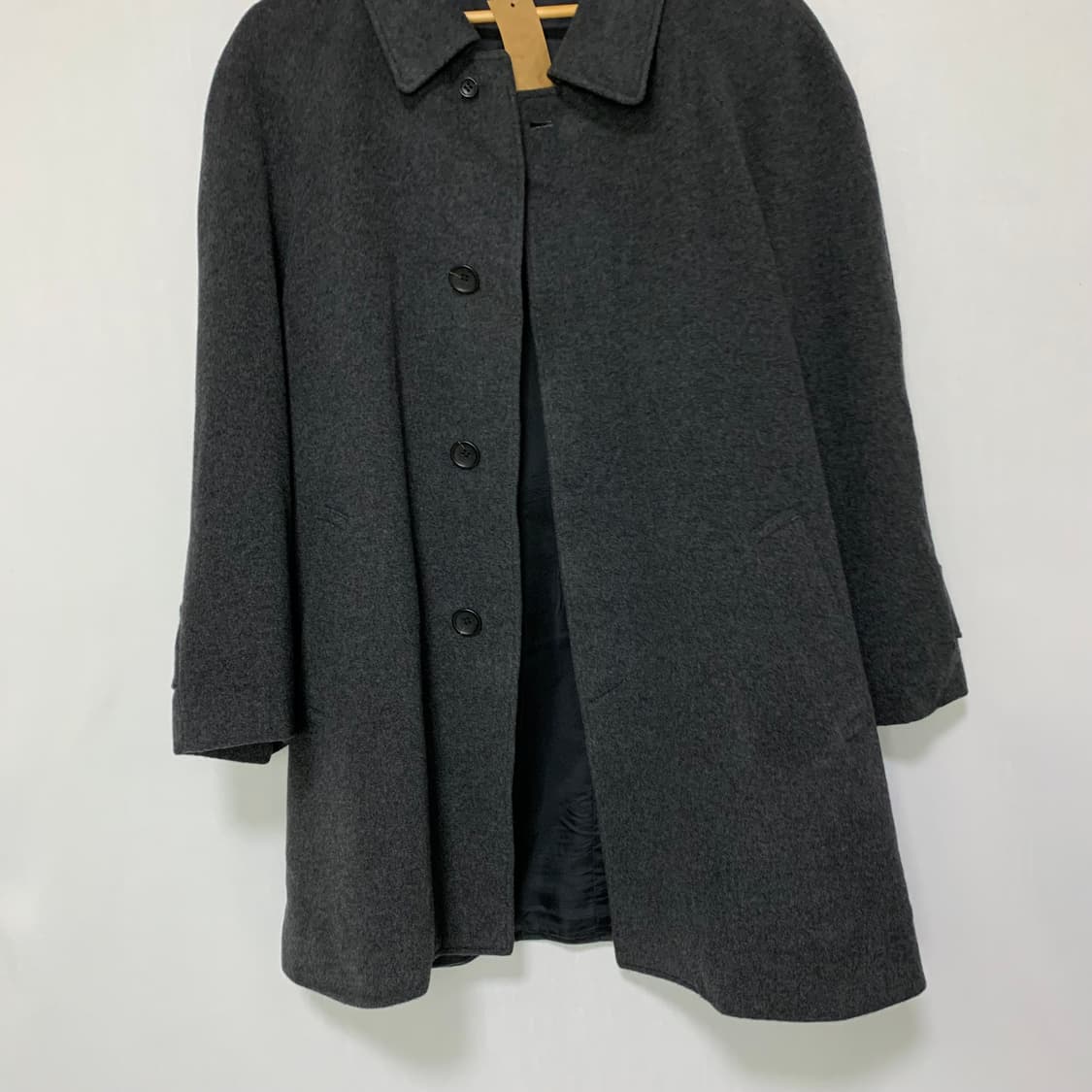 빈티지 캐시미어 100% 버튼 차콜 하프코트 남녀공용 상품이미지4