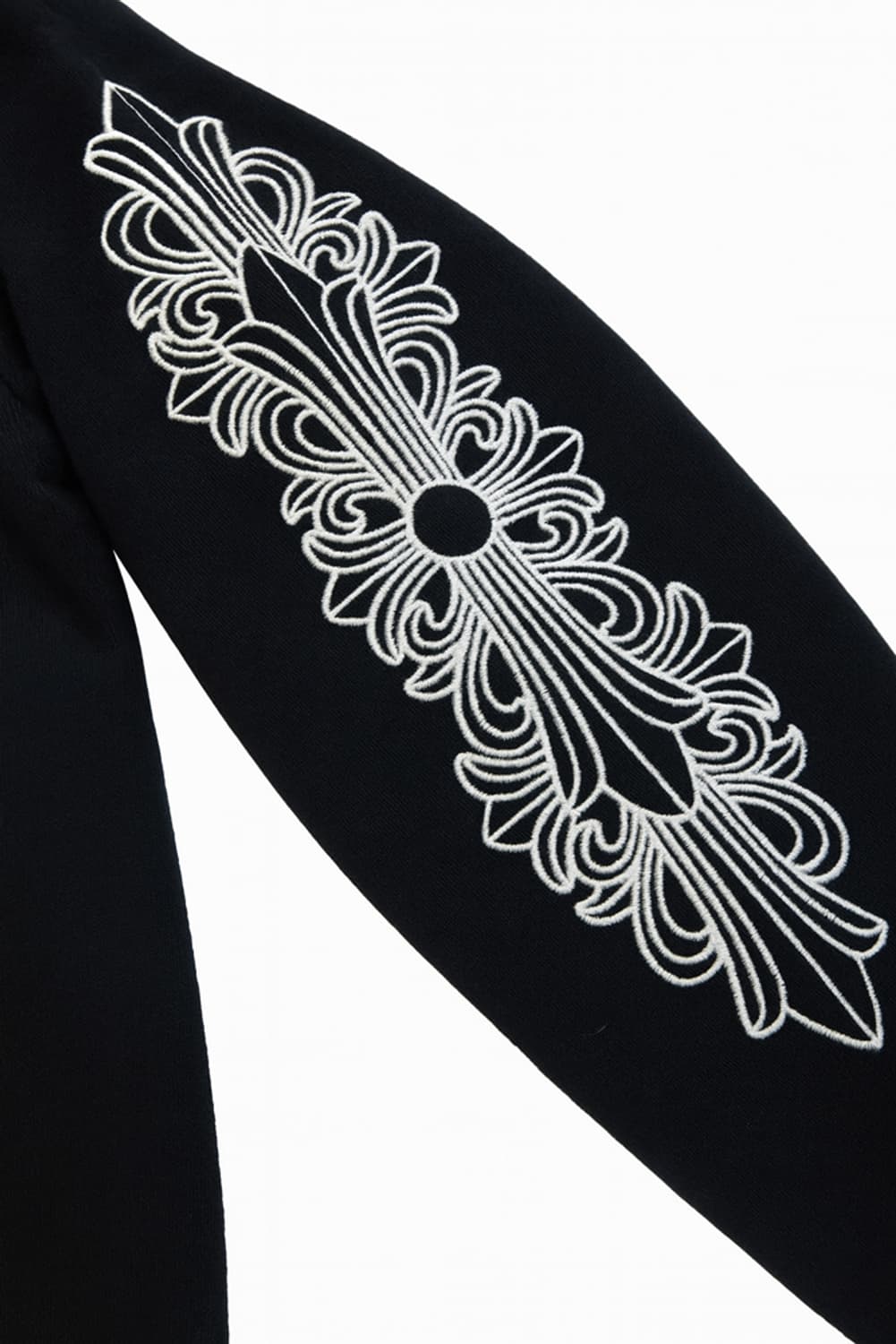 [S] 크롬하츠 캐시미어 화이트 자수 플로랄 니트 스웨터 블랙 상품이미지3