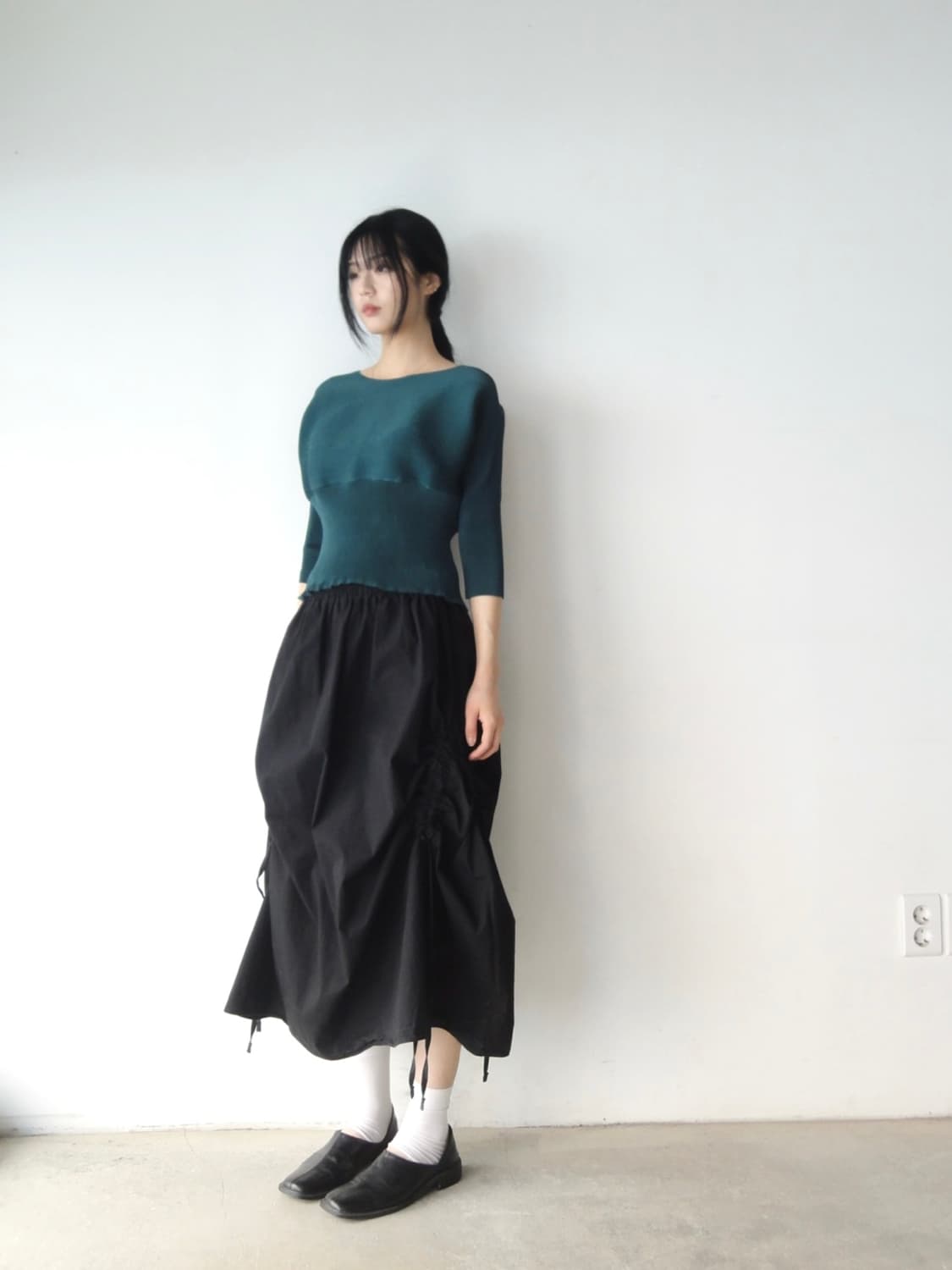 Shrring variation pumpkin skirt / black 상품이미지6