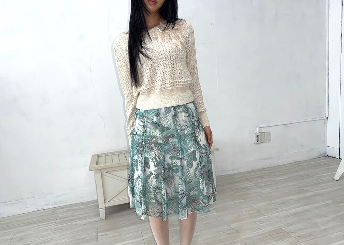 Ivory Lurex Floral Corsage Knit 상품이미지5