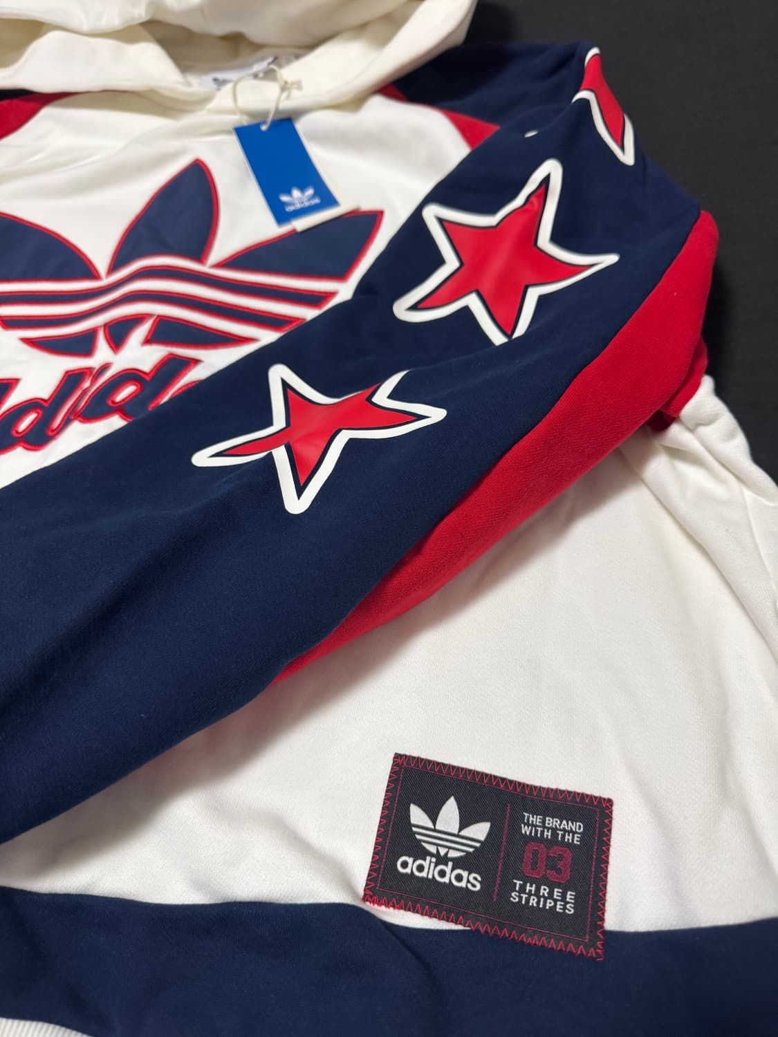 정품새제품 아디다스 오리지널 레트로 별 레터링 오버 후드 XL 상품이미지3