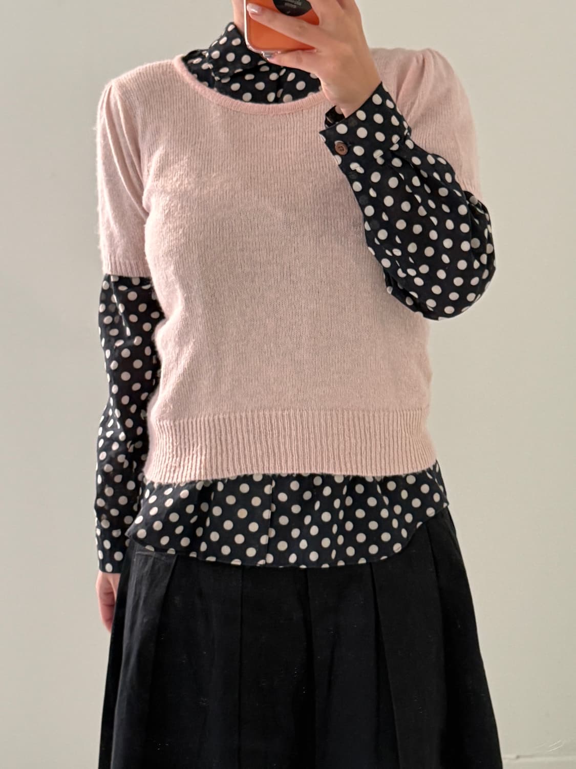 일본빈티지 네이비핑크 도트 레이어드 세트 상품이미지4