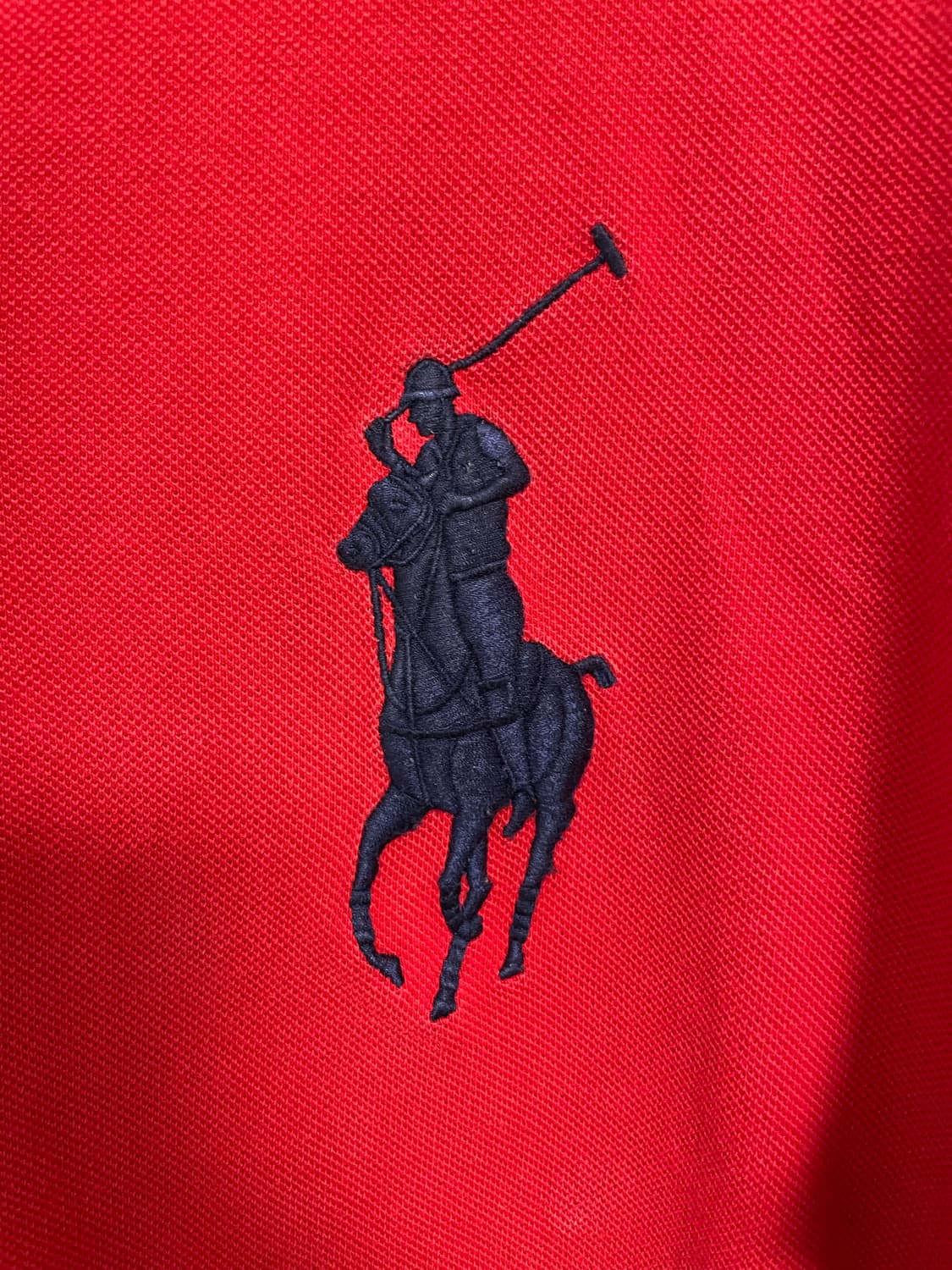 폴로 빈티지 빅포니 미국 국기 패치 커스텀핏 피케 셔츠 레드 상품이미지4