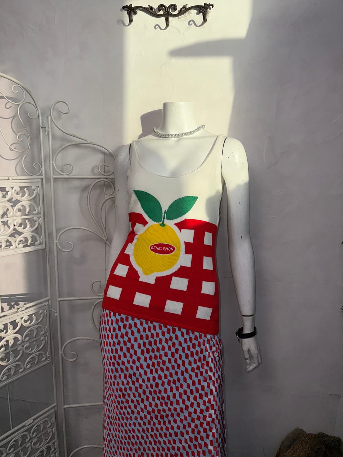 Benetton lemon basket knit sleeveless 상품이미지3