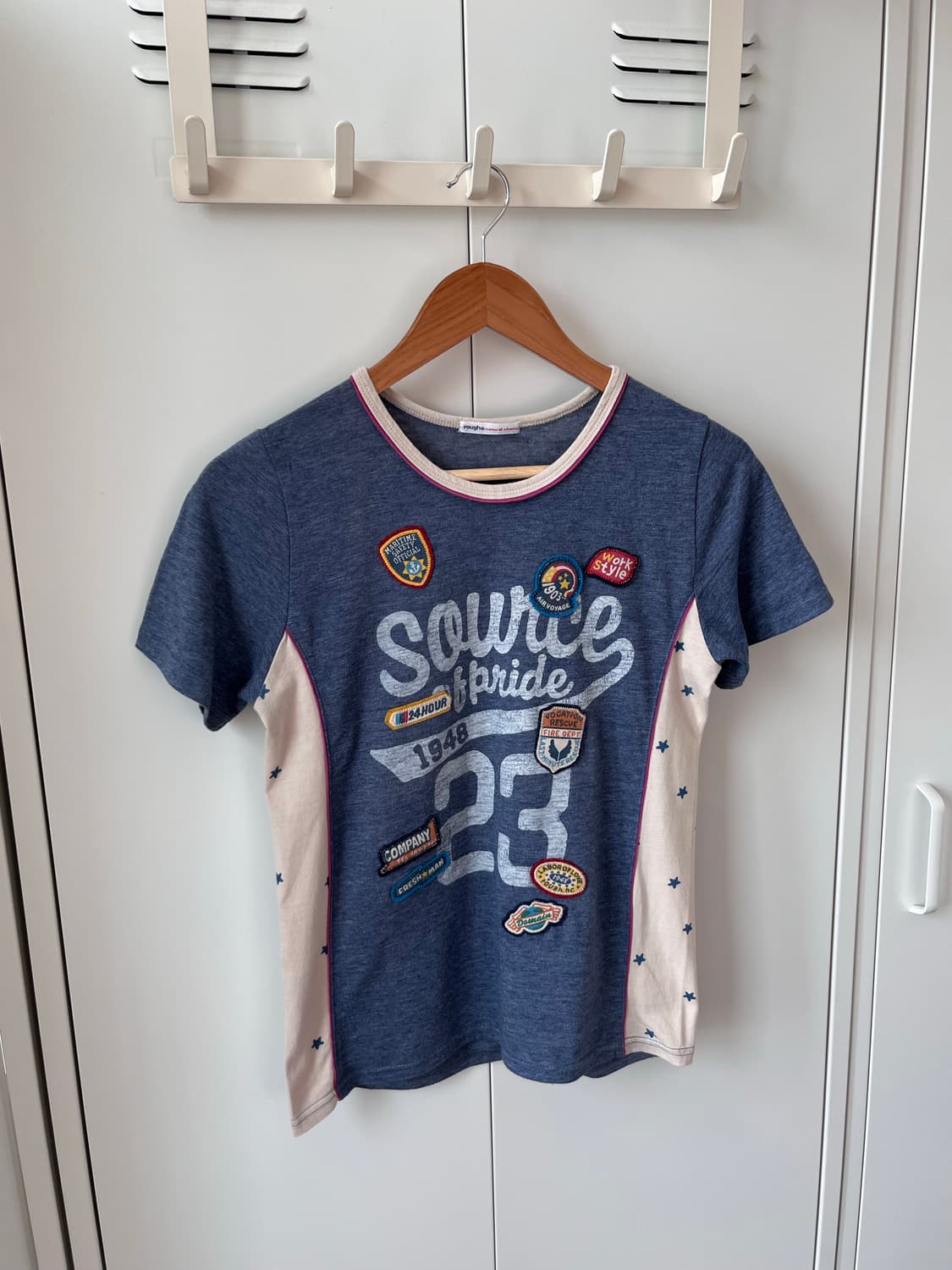 Rough 별 레이어드 패치워크 반팔 티셔츠 상품이미지6