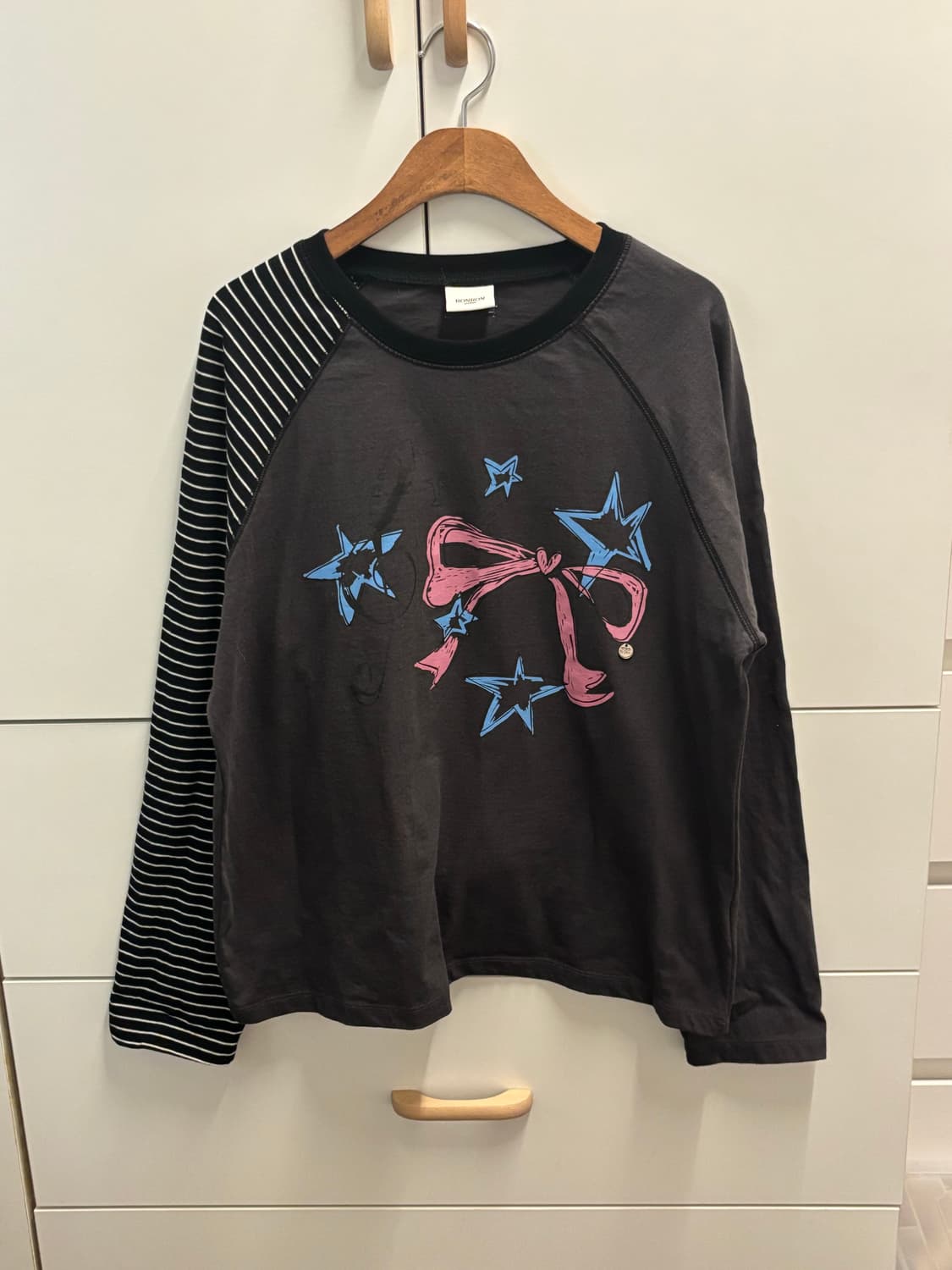 론론 뮤직 노트 리본 스트라이프 롱슬리브 긴팔티셔츠 상품이미지5