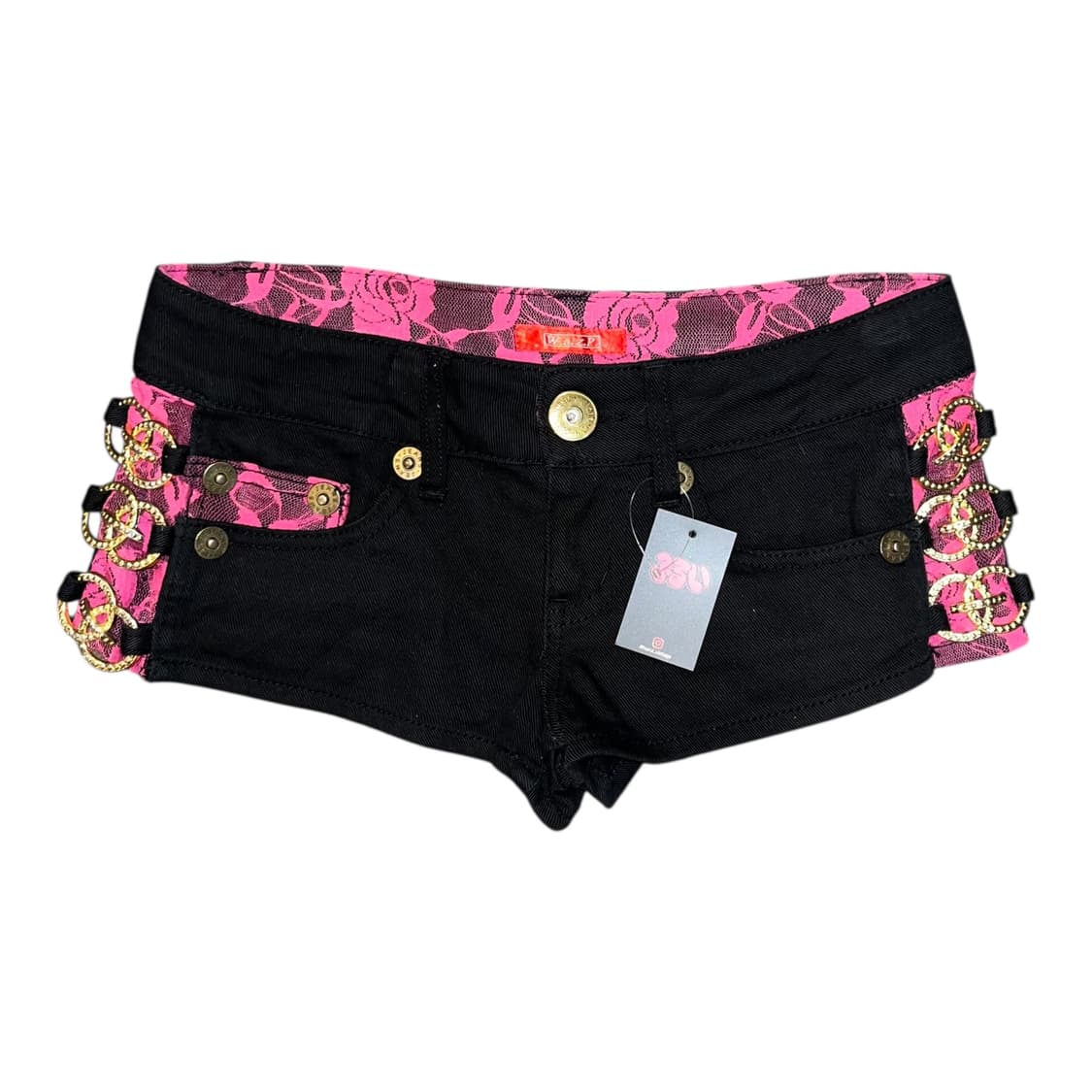 w.a.z.p 핑크 레이스 사이드 링 숏 팬츠 갸루y2k펑크 상품이미지1