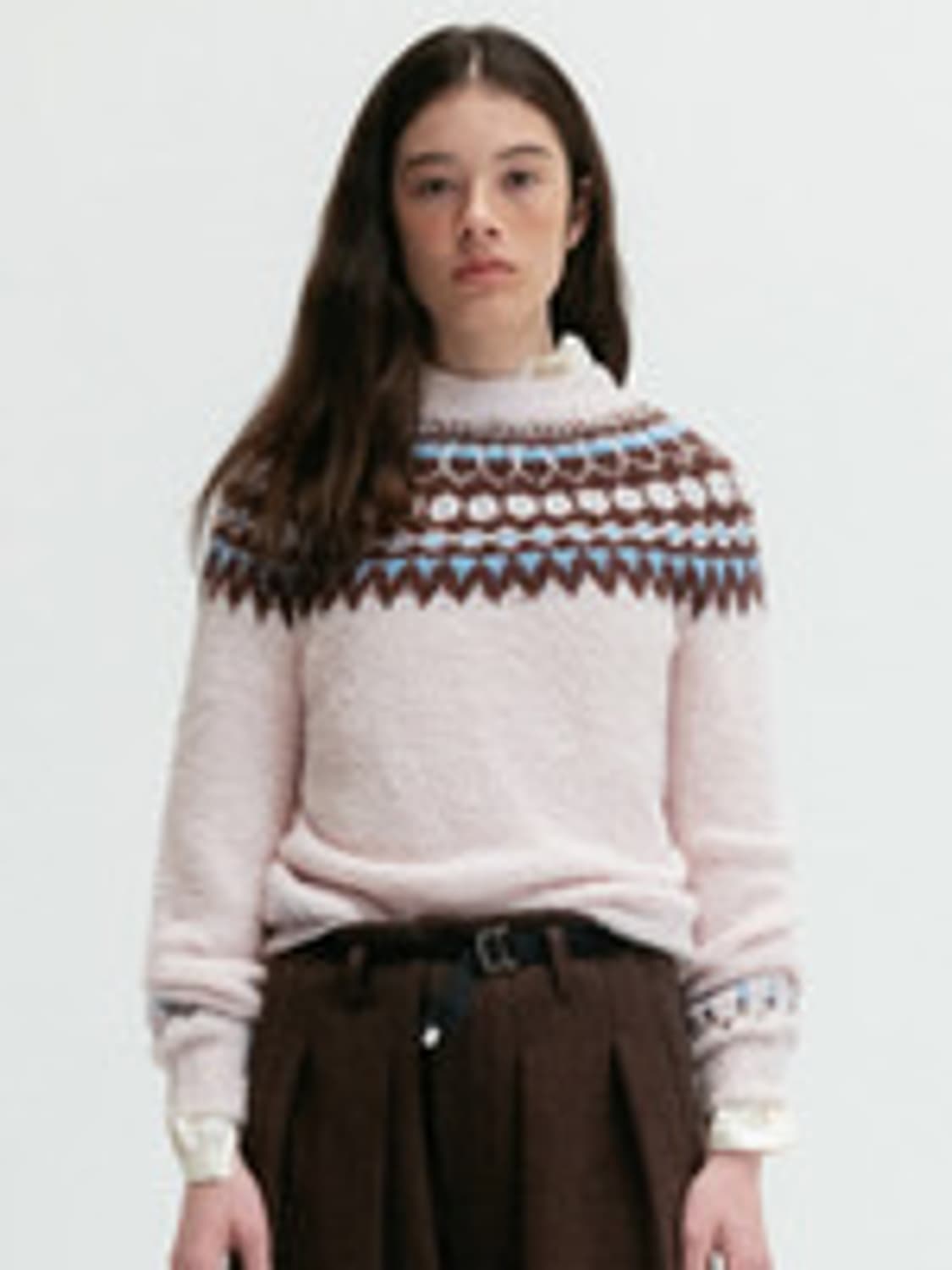 VIA JACQUARD HALFNECK KNIT 상품이미지1