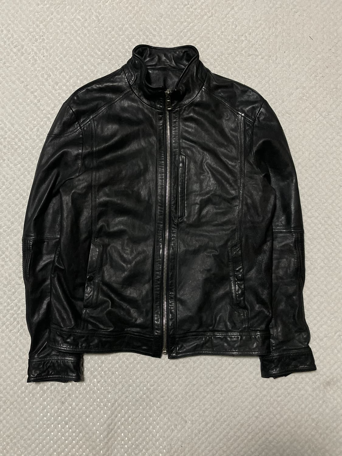 광희시장 웨스턴 무드 램스킨 양가죽 바이커 절개 레더 자켓 상품이미지2