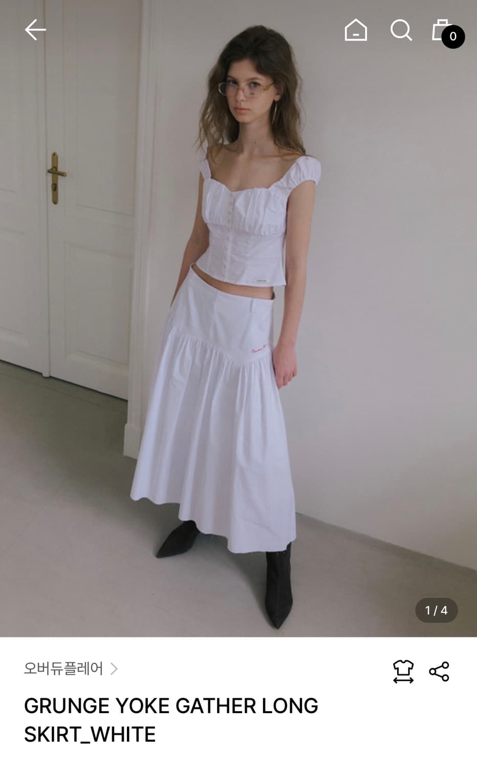 (구해요)오버듀플레어 YOKE GATHER LONG SKIRT_WHITE 상품이미지1