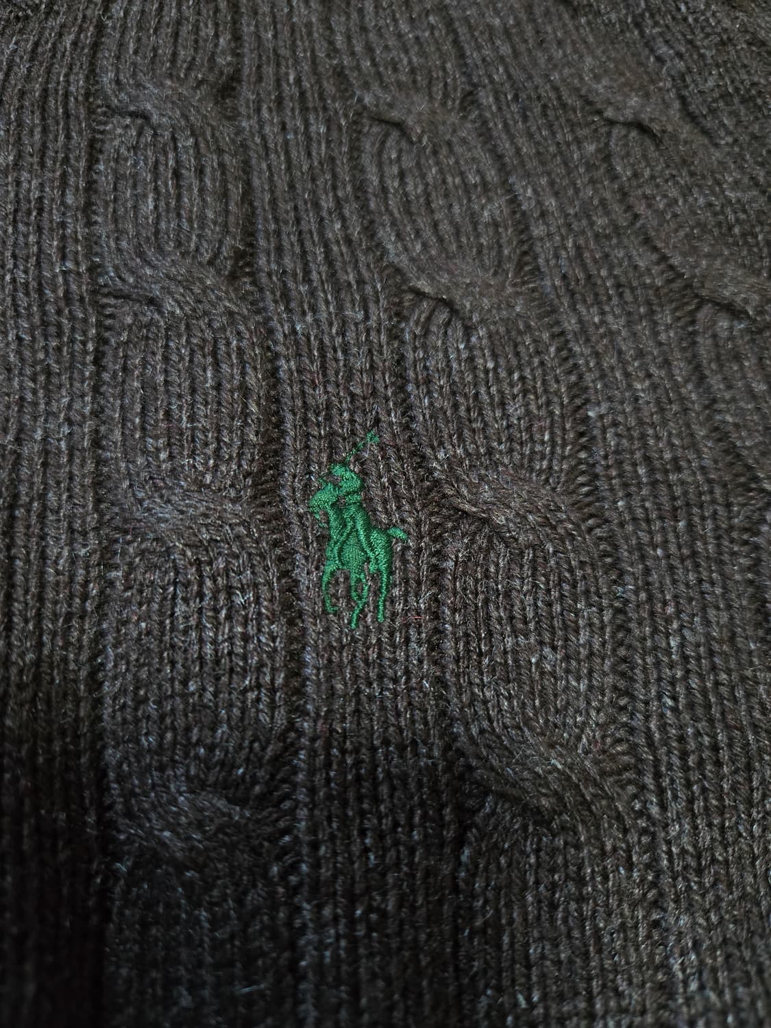 폴로랄프로렌 남성 정품 실크 케이블 스웨터 브라운 케이블 니트 상품이미지2