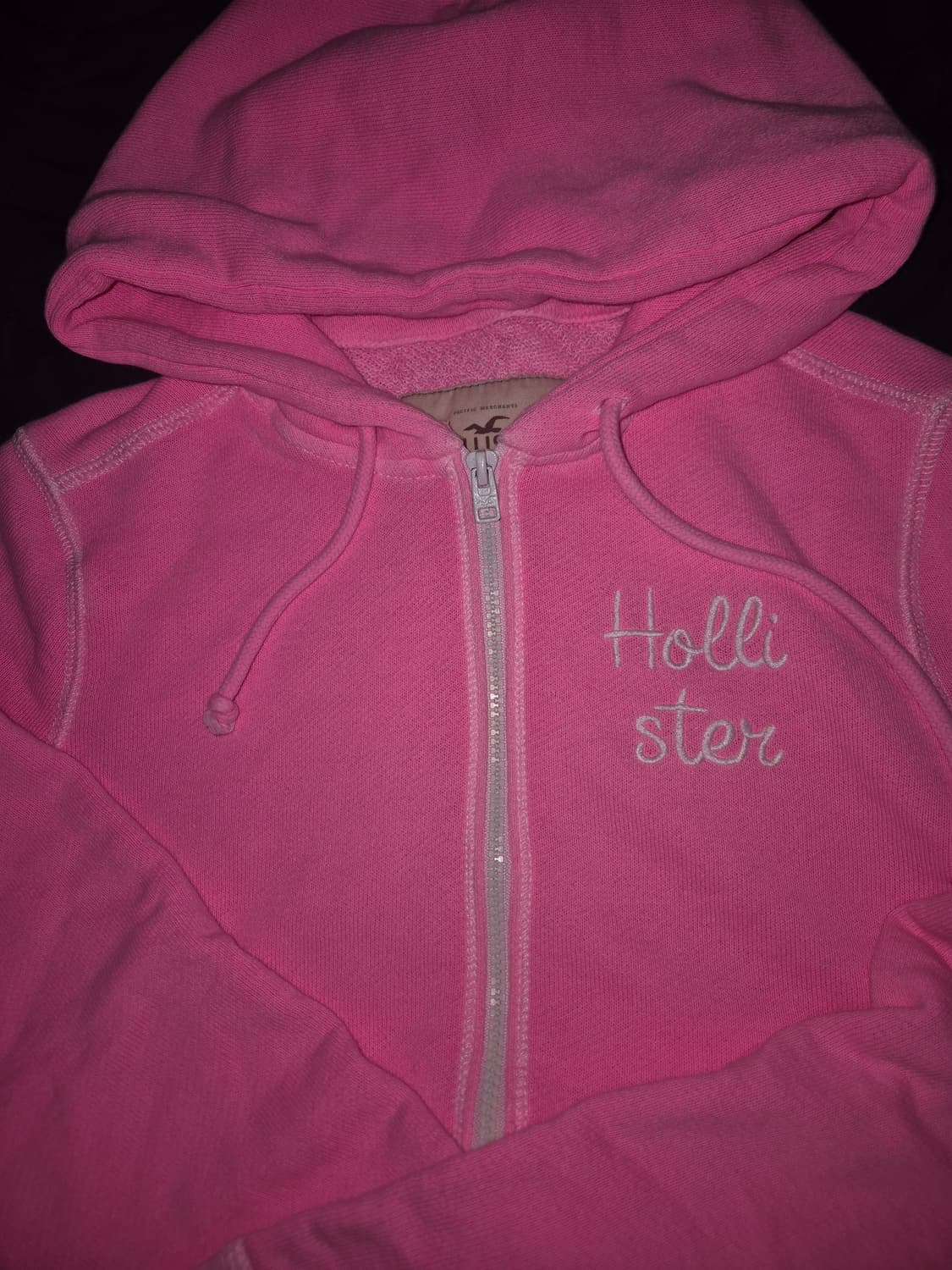 유일매물] 홀리스터 핀터깔 핑크 세미크롭 후드집업 상품이미지2