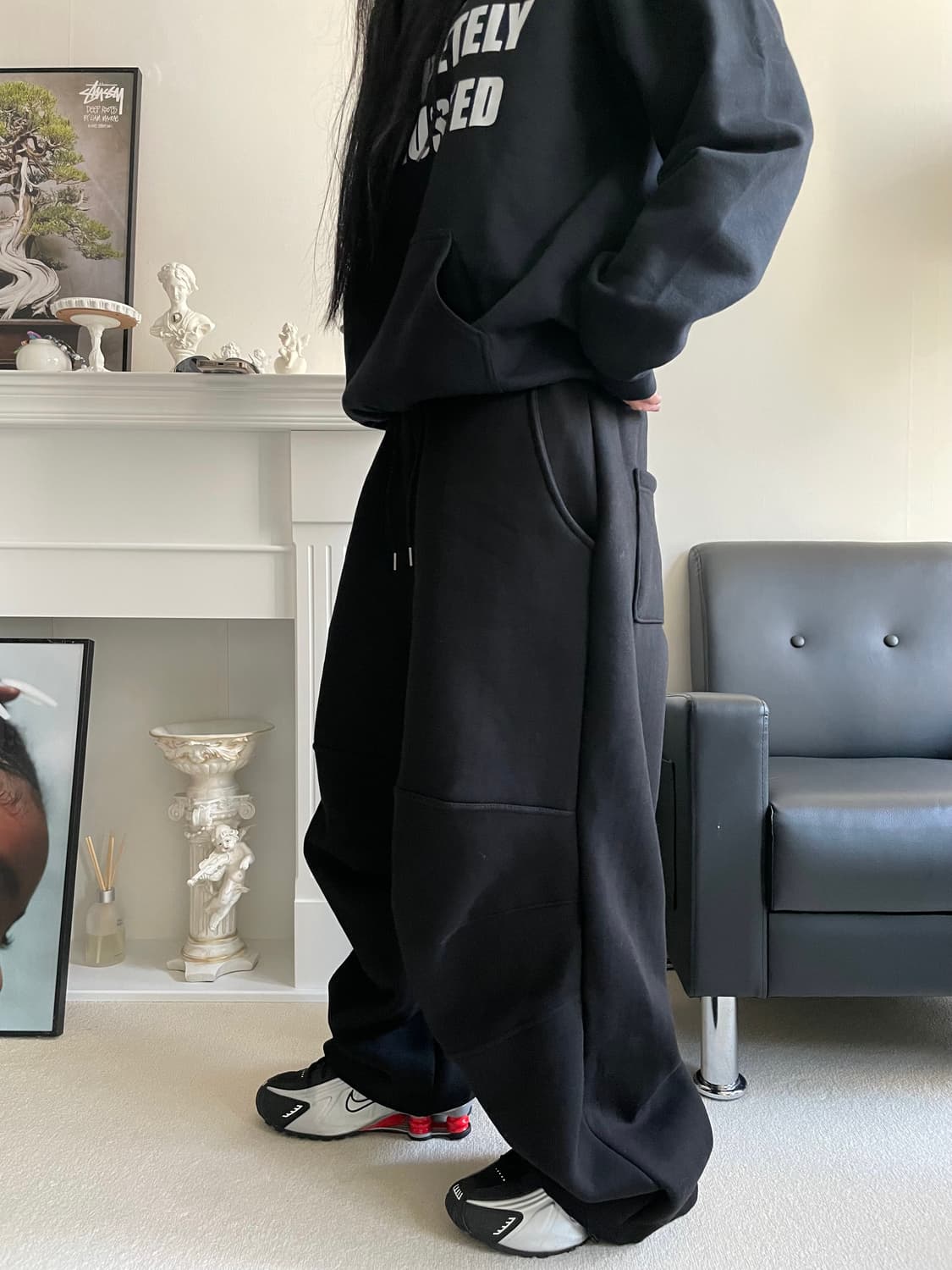 남여공용 핀턱 커브드 핀턱 파라슈트 팬츠  상품이미지2