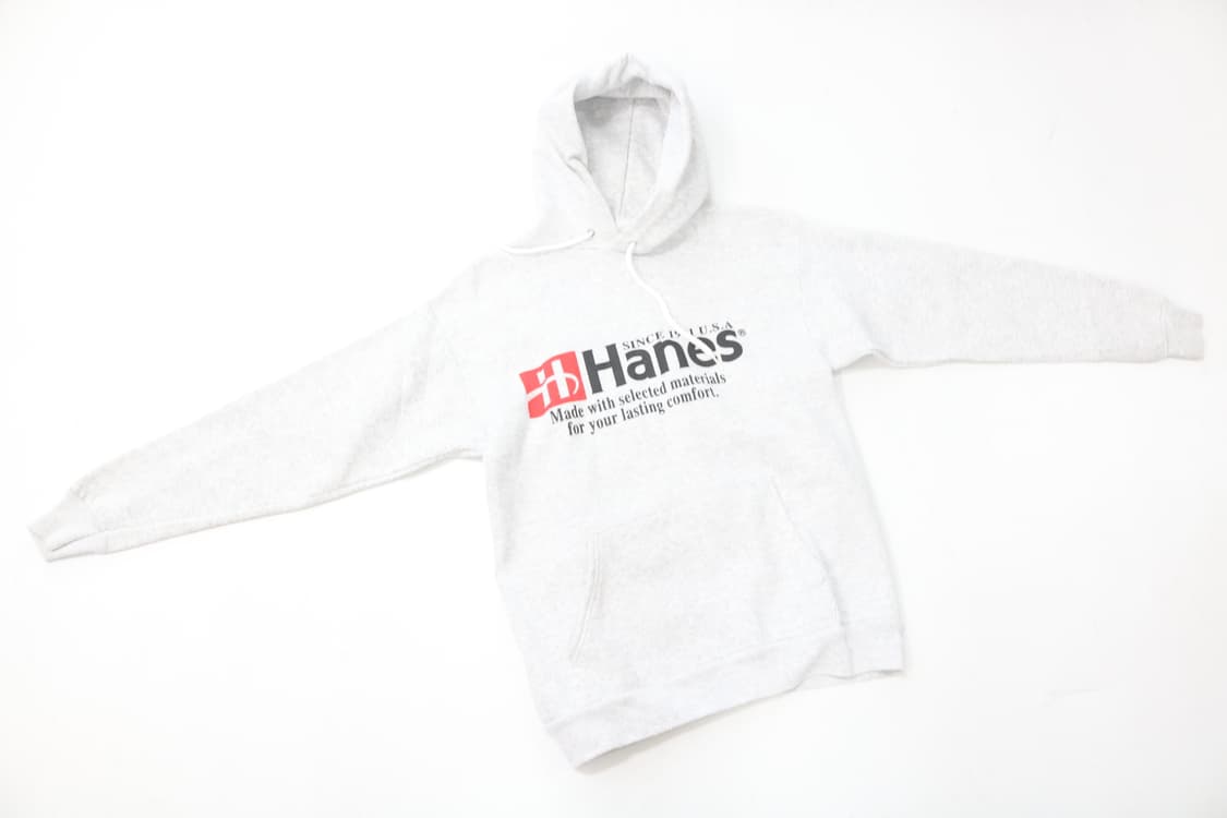 헤인즈 Hanes 빈티지 액티브웨어 로고 프린팅 그레이 후드티셔츠 상품이미지3