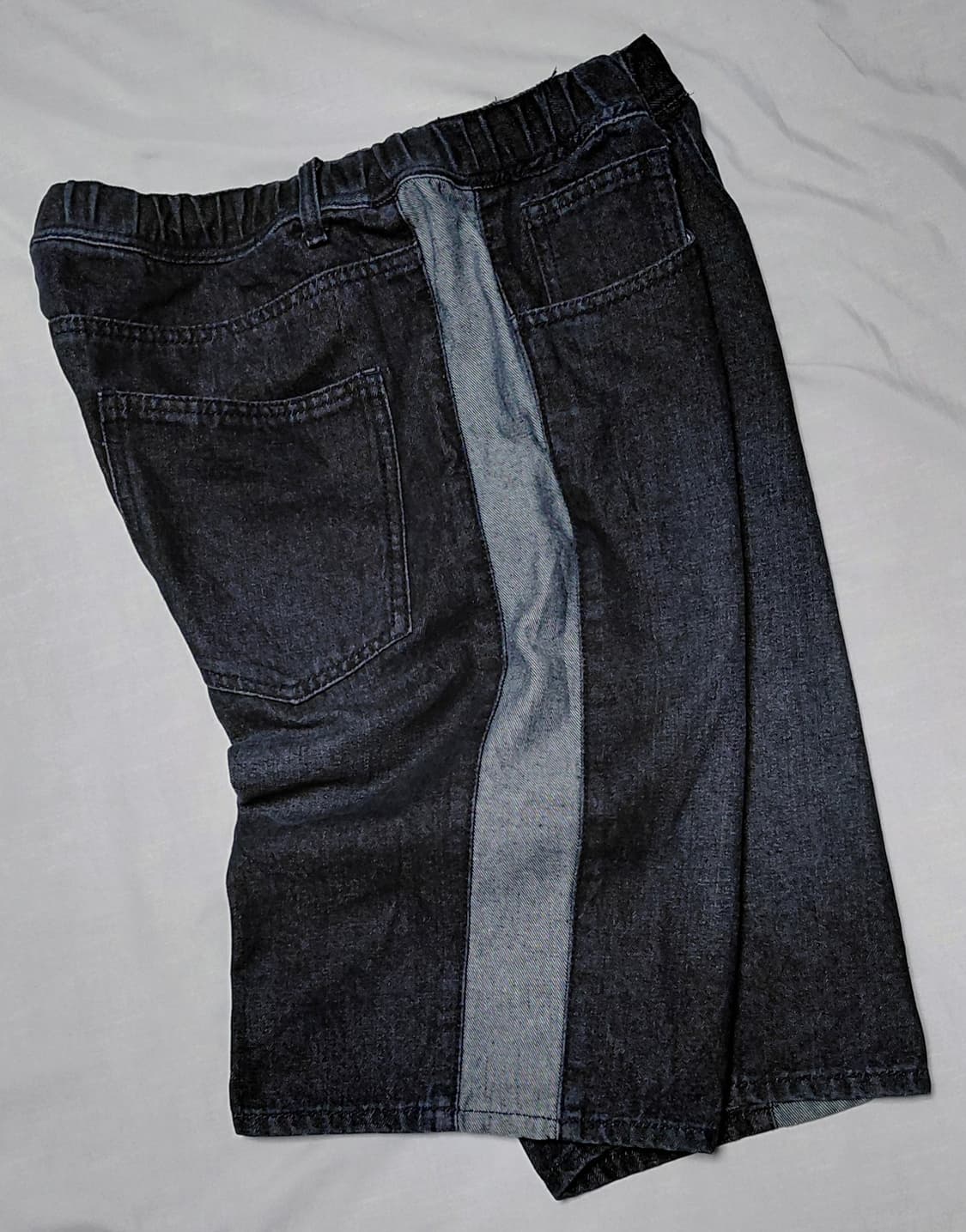 Doublefocus 사이드 배색 데님 밴딩 반바지 (XL/34~38) 상품이미지1