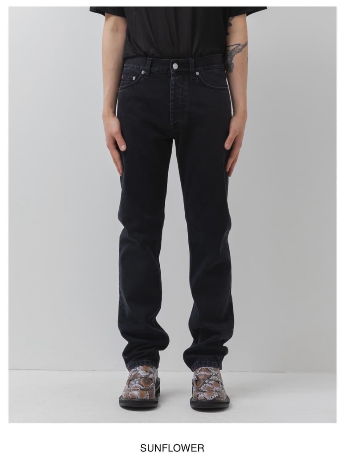 선플라워 5038  스탠다드 핏 데님 팬츠 (블랙) 상품이미지2