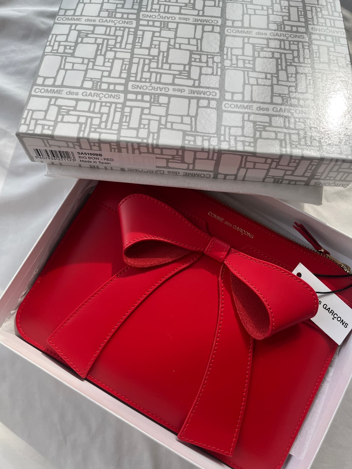 (새상품) 꼼데가르송 빅보우 리본 지갑 레드 상품이미지1